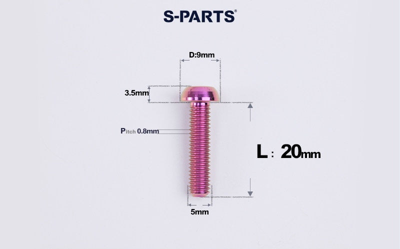 SPARTS M5 Titanium Bolt A2 Dome Head | Ultra-Light TC4 Bike Brake Caliper Bolt