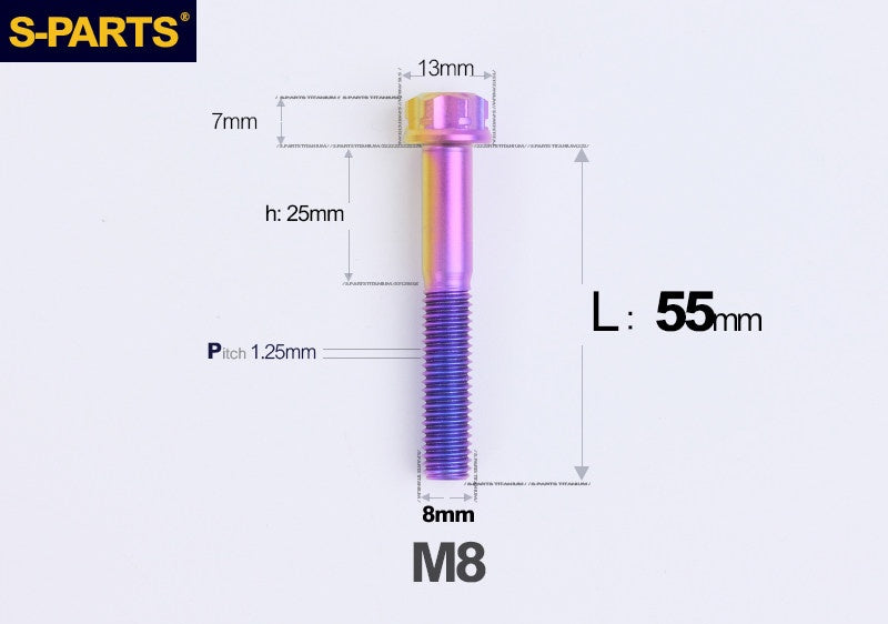 S-PARTS STAN M8 A3 Series Titanium Bolts – Standard Head TC4 Fasteners for Motorcycle & E-Motorcycle