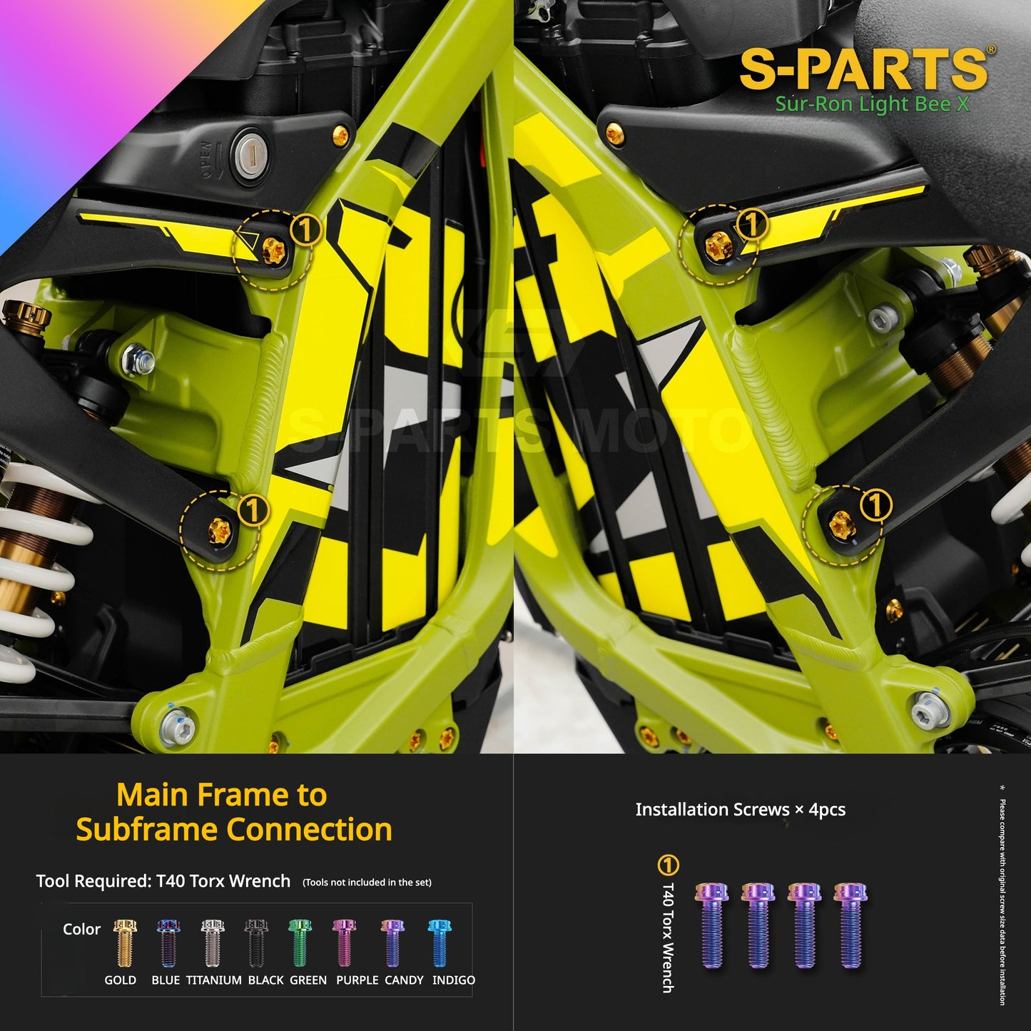 S-PARTS TC4 Titanium Full Bolt Kit for Sur-Ron Light Bee X (2025 Model)