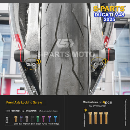 S-PARTS Titanium Brake/Wheel and Suspension Fastener Kit for Ducati Panigale V4S 2025
