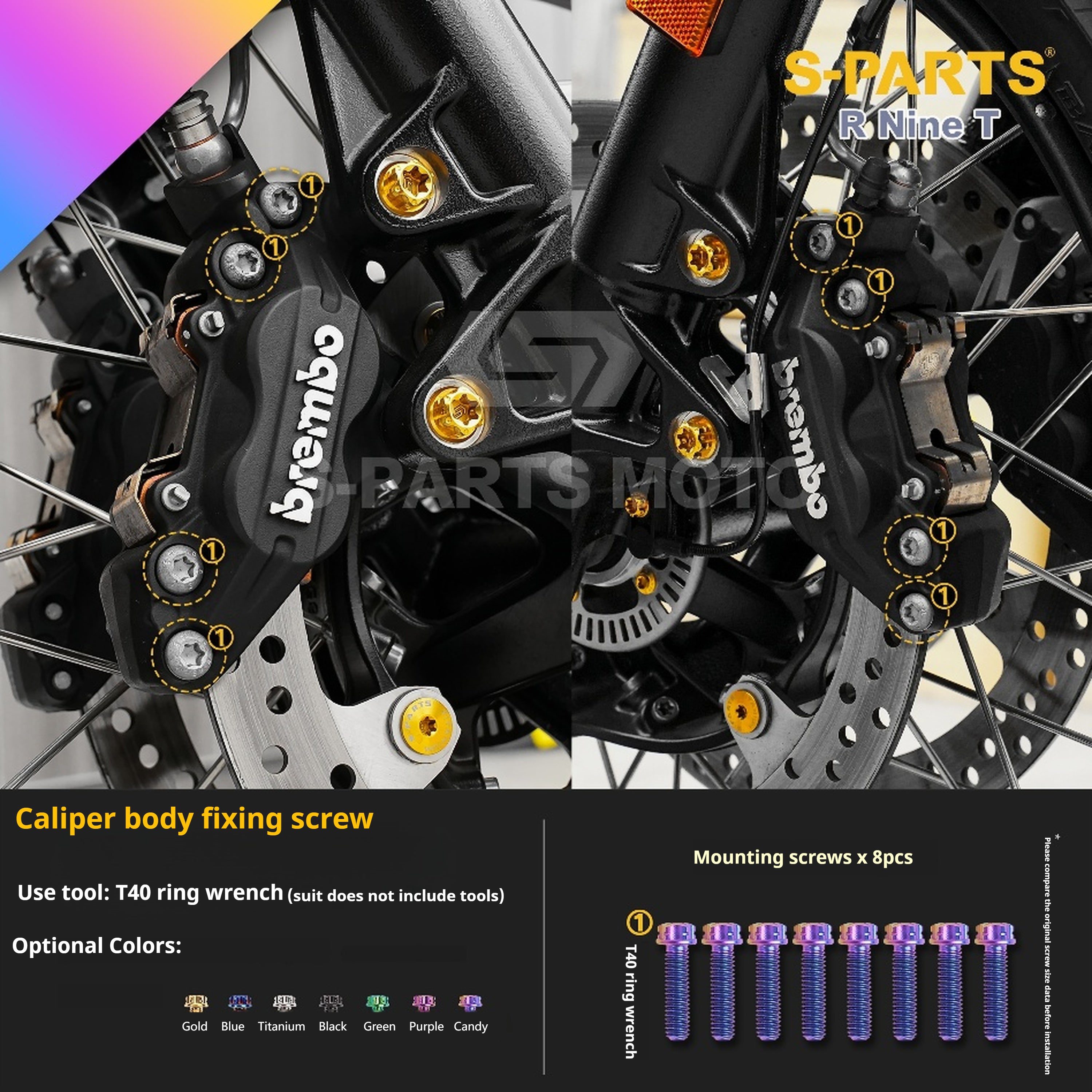 SPARTS BMW RnineT Titanium Alloy Screw Candy Color Kit for Motorcycle Modification