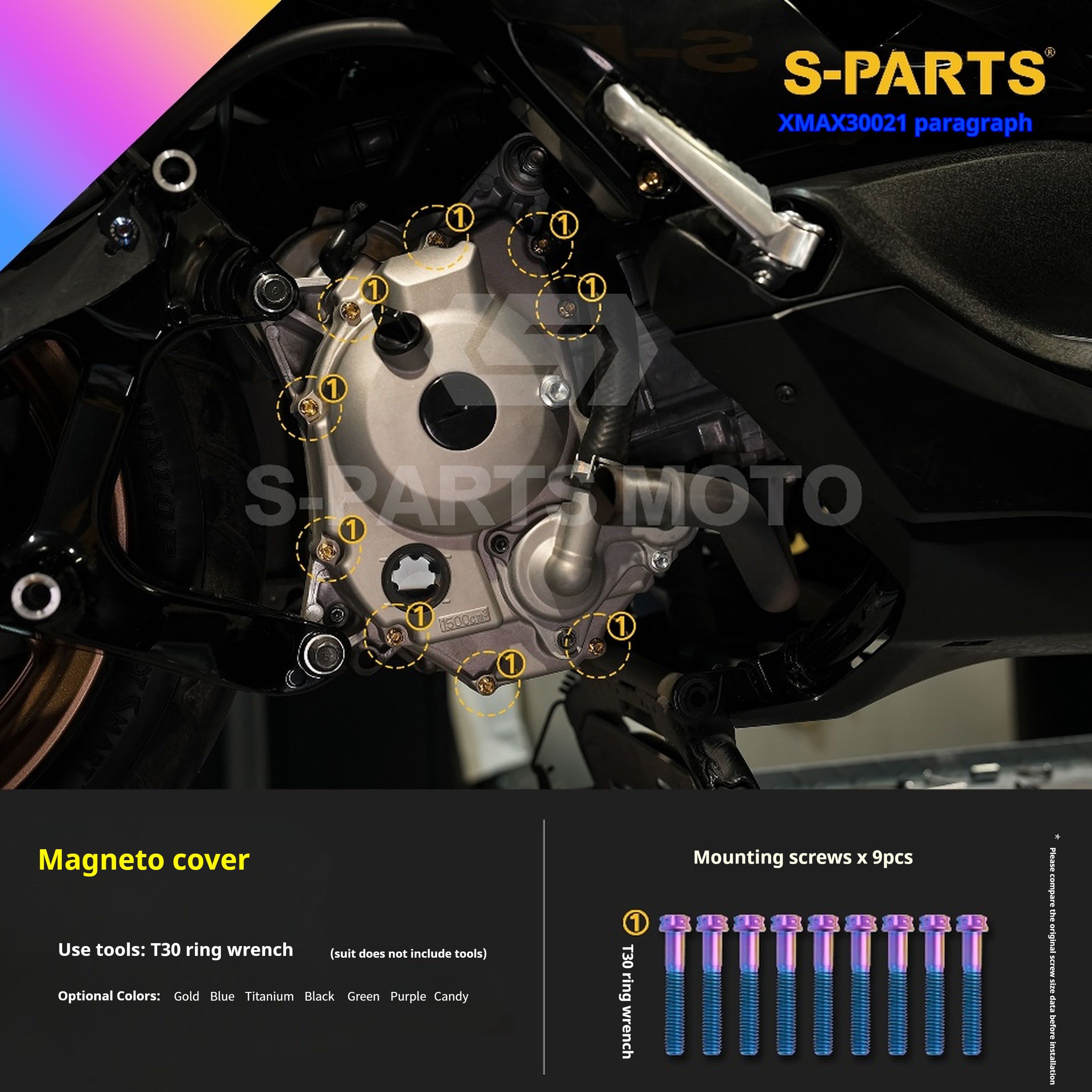 SPARTS Titanium Screw Set for Yamaha XMAX 300 2021 – Custom Candy Color & CNC Titanium Upgrade Kit