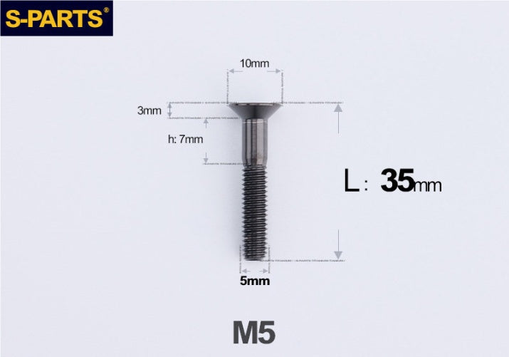 SPARTS M5 Countersunk Titanium Bolt | TC4 Flat Head Motorcycle Fastener