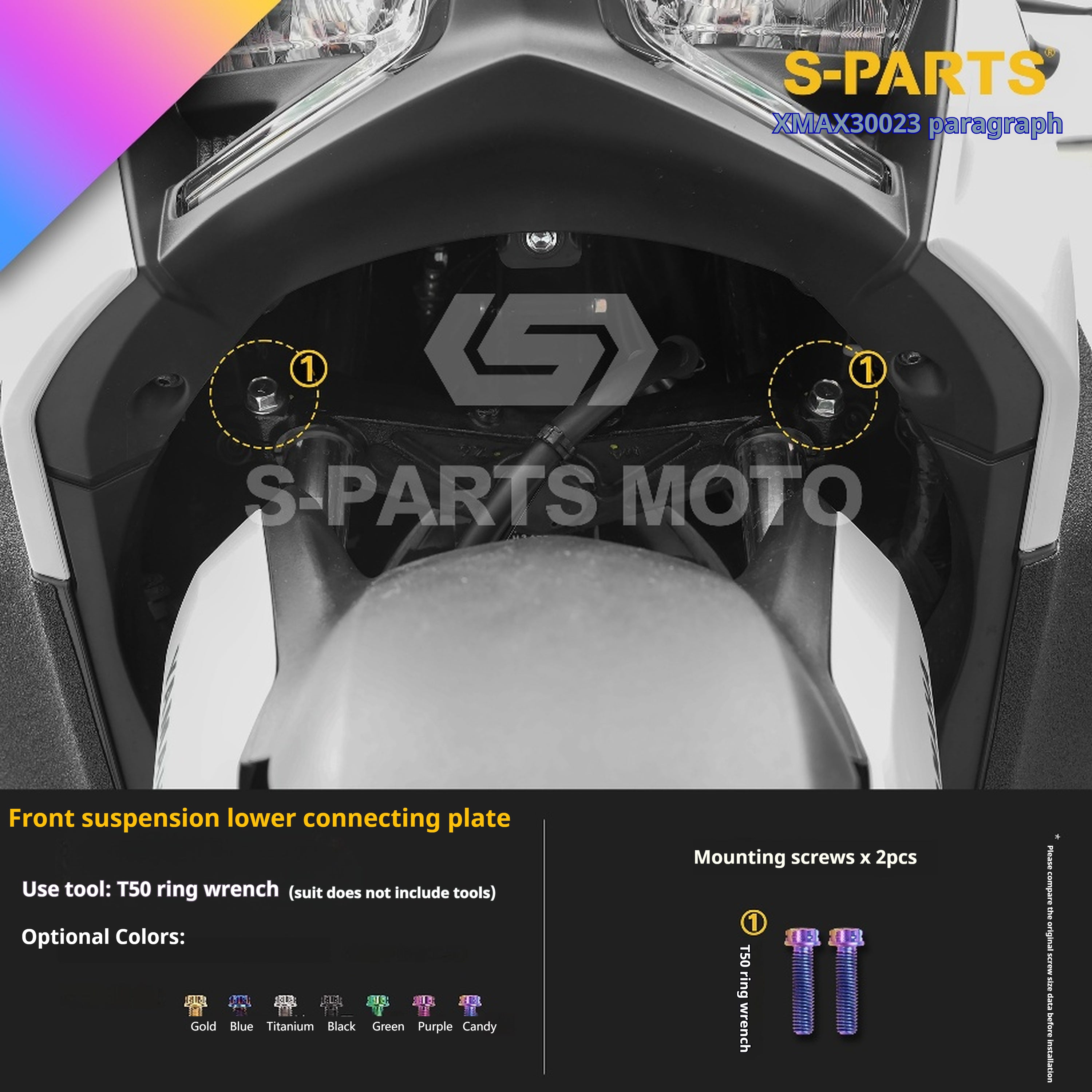 SPARTS Titanium Bolt Set for 2023 XMAX300 – Yamaha Motorcycle Custom Upgrade– Custom Candy Color - 1/2