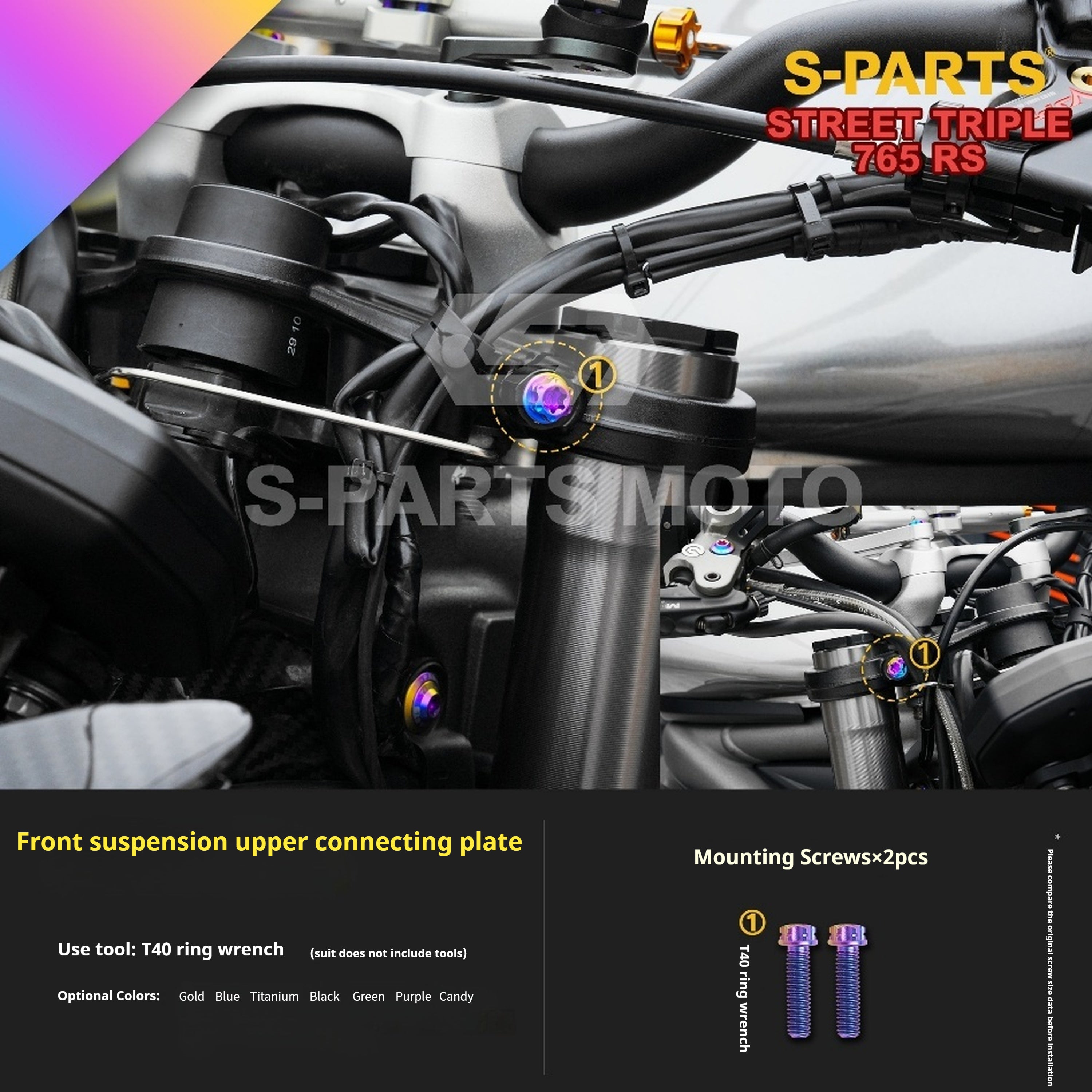 SPARTS Titanium Screw Set for Triumph Street Triple RS – Custom Candy Color & CNC Titanium Upgrade Kit