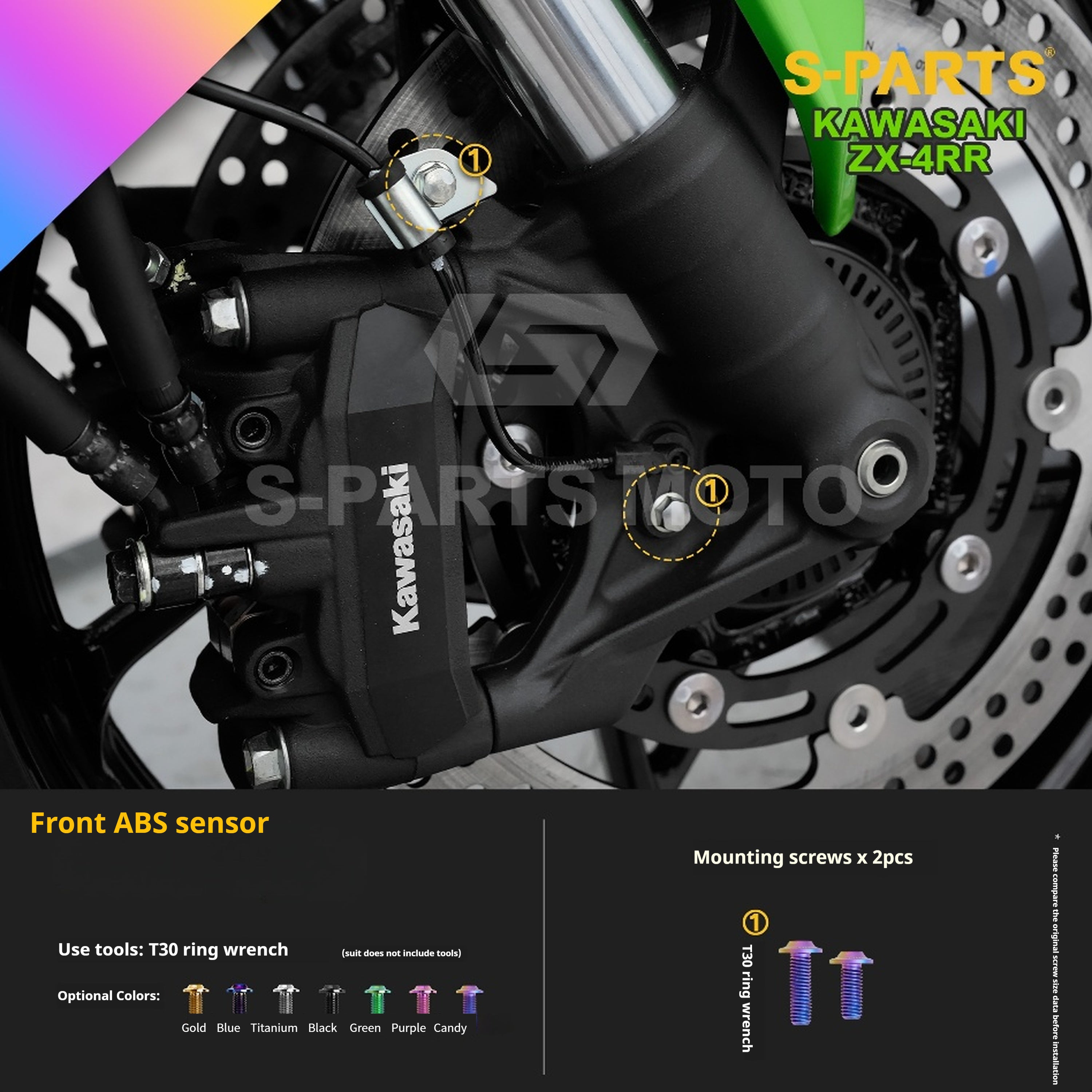 SPARTS Titanium Bolt Kit for Kawasaki ZX-4RR 2023 – Custom Candy Color & CNC Titanium Upgrade Kit- 1/2