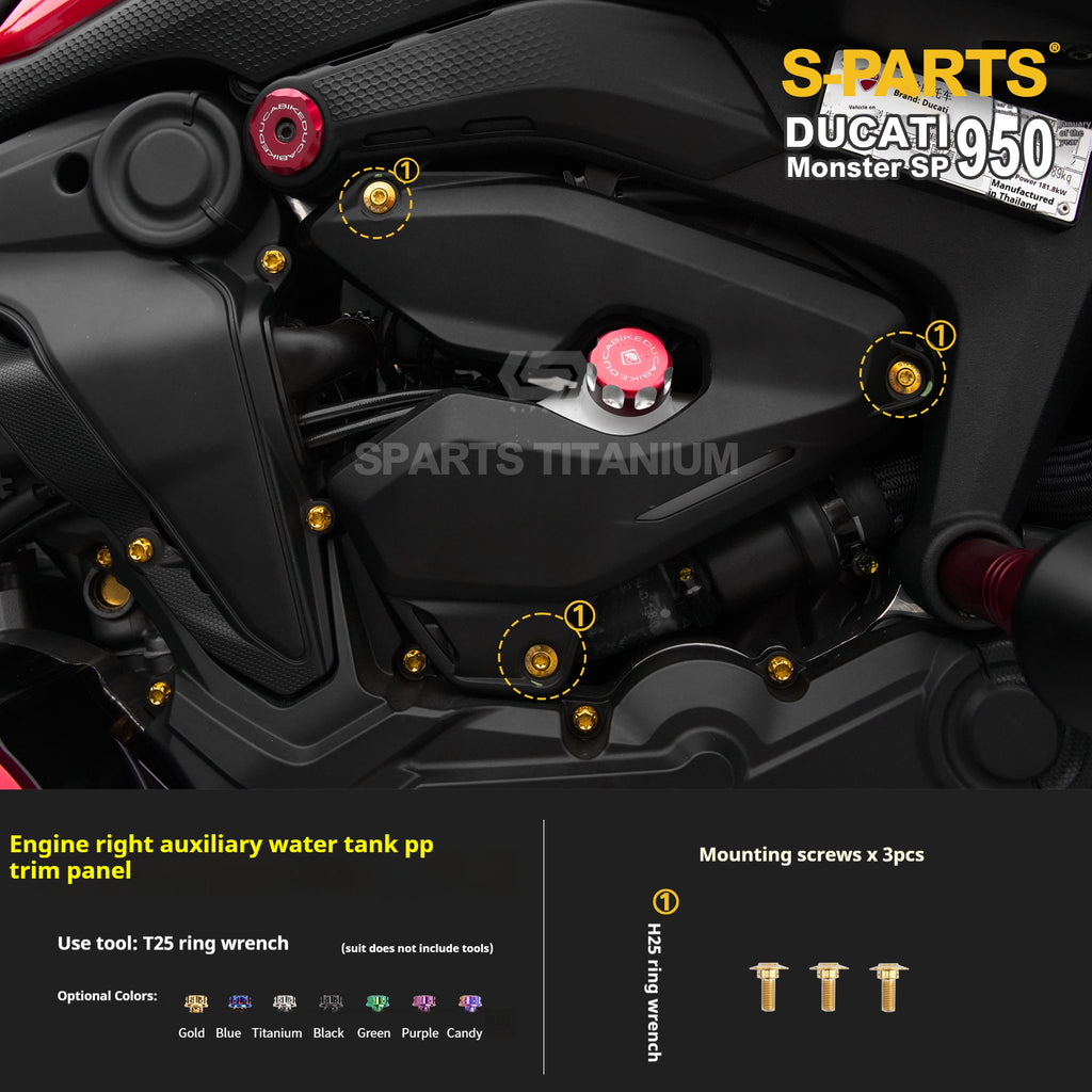 SPARTS Titanium Bolt Kit for Ducati New Monster SP 950 – Custom Candy Color & CNC Titanium Upgrade Kit