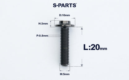 SPARTS A3 Countersunk Head M5 D10 Titanium Bolt TC4 Motorcycle & E-Bike Custom Fastener