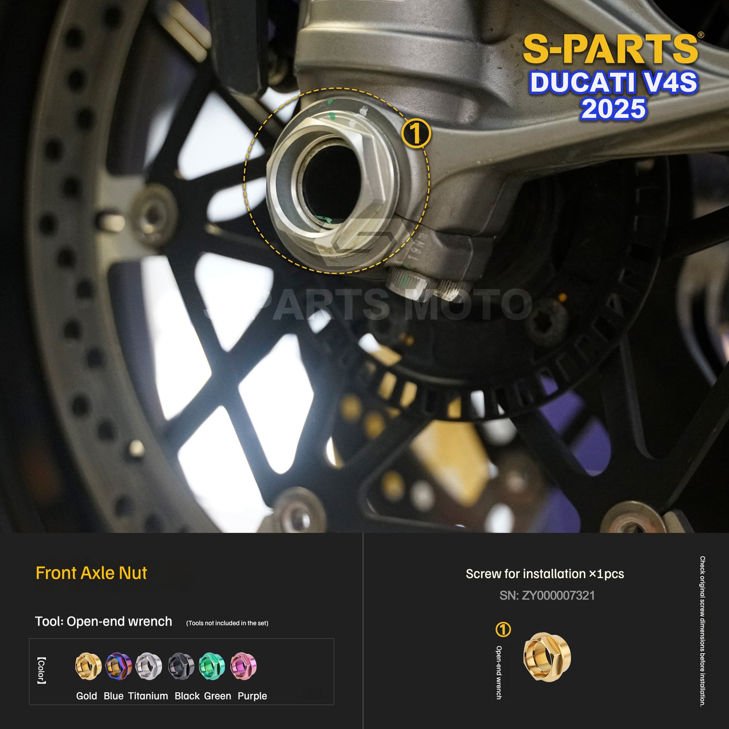 S-PARTS Titanium Brake/Wheel and Suspension Fastener Kit for Ducati Panigale V4S 2025