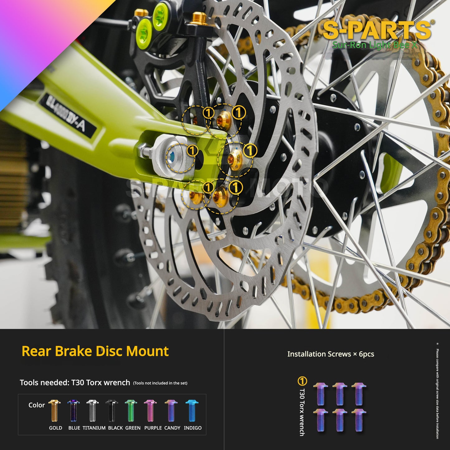 S-PARTS TC4 Titanium Full Bolt Kit for Sur-Ron Light Bee X (2025 Model)