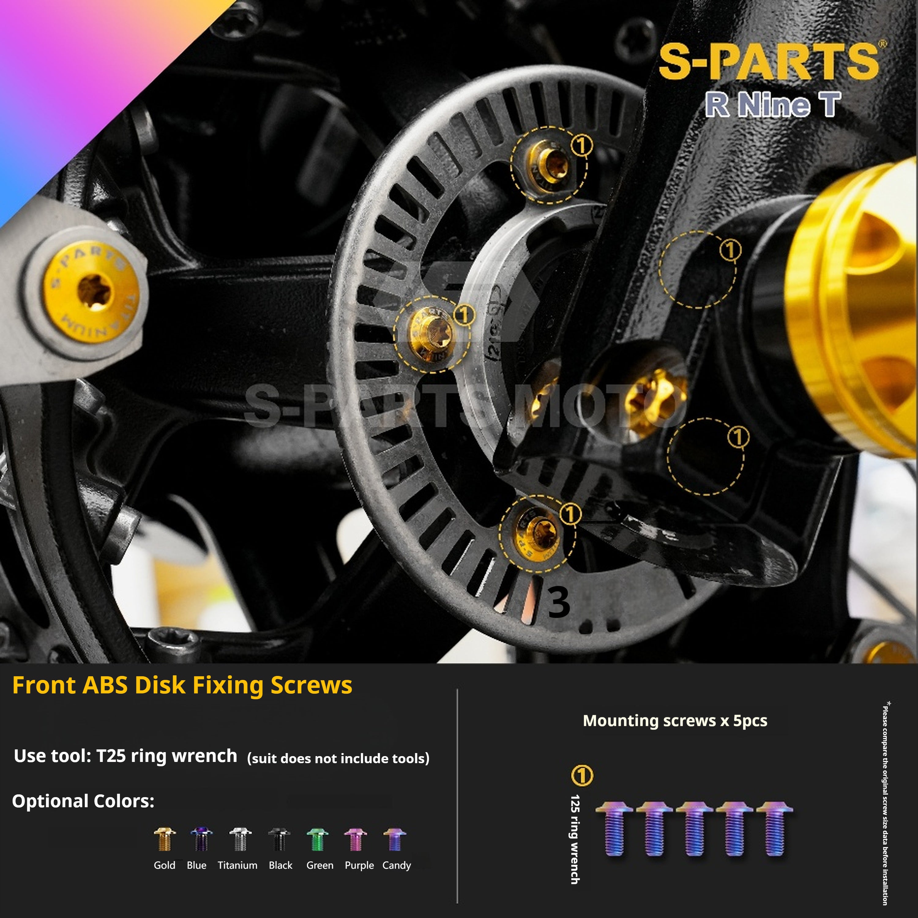 SPARTS BMW RnineT Titanium Alloy Screw Candy Color Kit for Motorcycle Modification