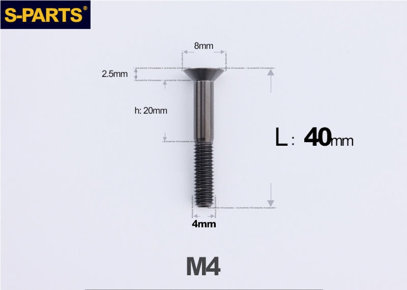 SPARTS M4x10-50mm Countersunk Titanium Alloy Bolt – Flat Head Fastening Screw for Motorcycle & Bicycle