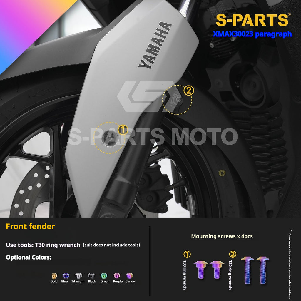 SPARTS Titanium Bolt Set for 2023 XMAX300 – Yamaha Motorcycle Custom Upgrade– Custom Candy Color - 1/2