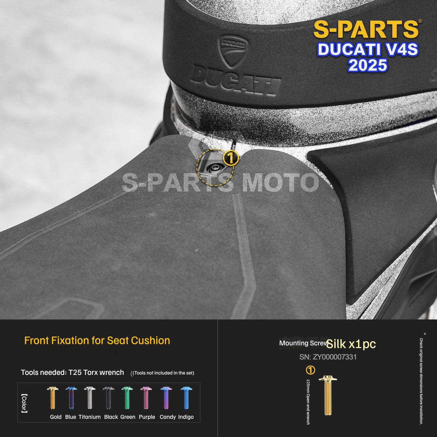 S-PARTS Titanium  Fastener Kit  Bodywork/Subframe and Exhaust for Ducati Panigale V4 S 2025