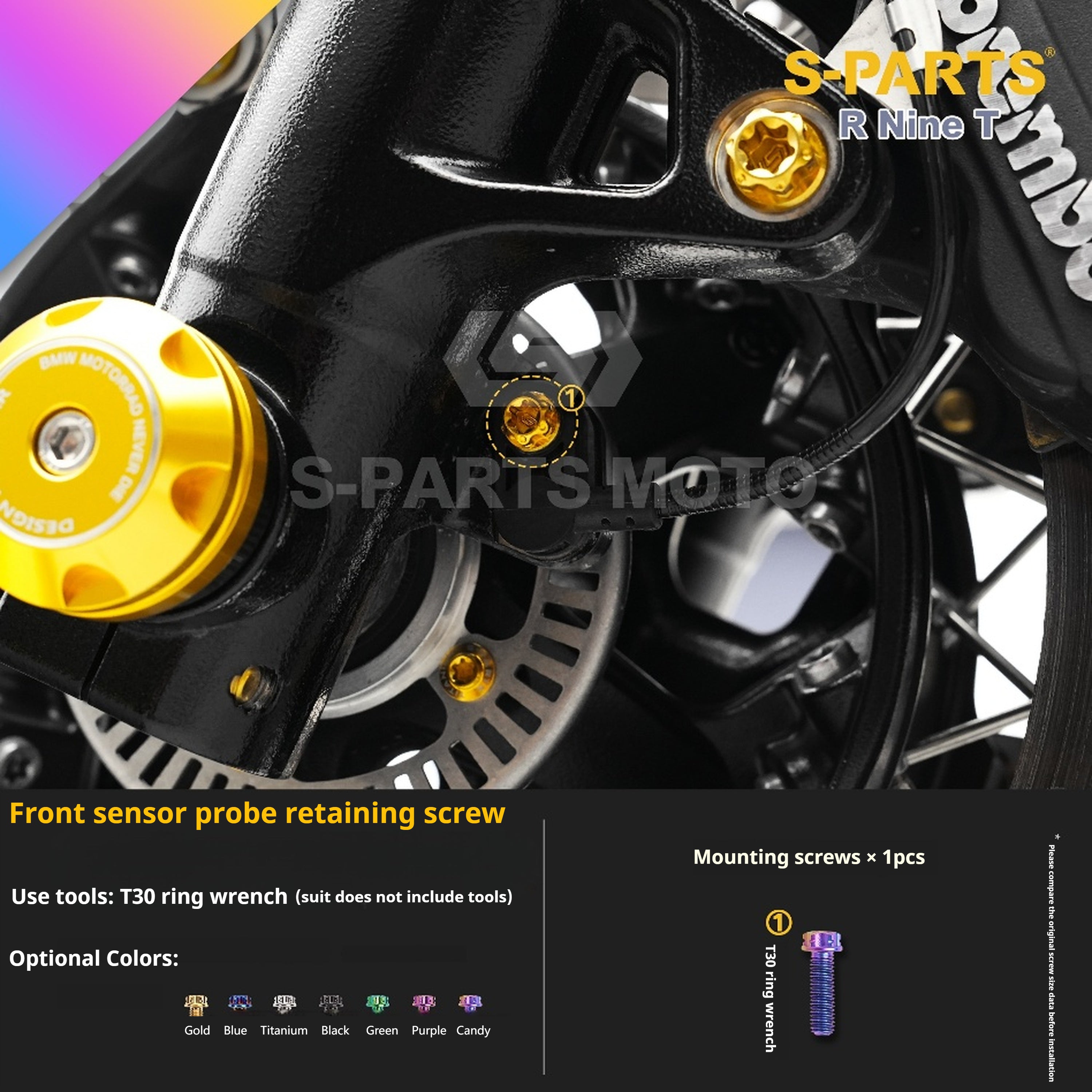 SPARTS BMW RnineT Titanium Alloy Screw Candy Color Kit for Motorcycle Modification