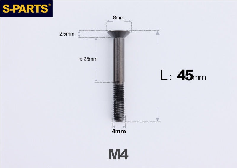 SPARTS M4x10-50mm Countersunk Titanium Alloy Bolt – Flat Head Fastening Screw for Motorcycle & Bicycle