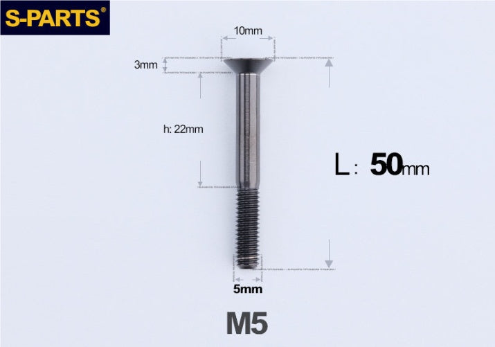 SPARTS M5 Countersunk Titanium Bolt | TC4 Flat Head Motorcycle Fastener