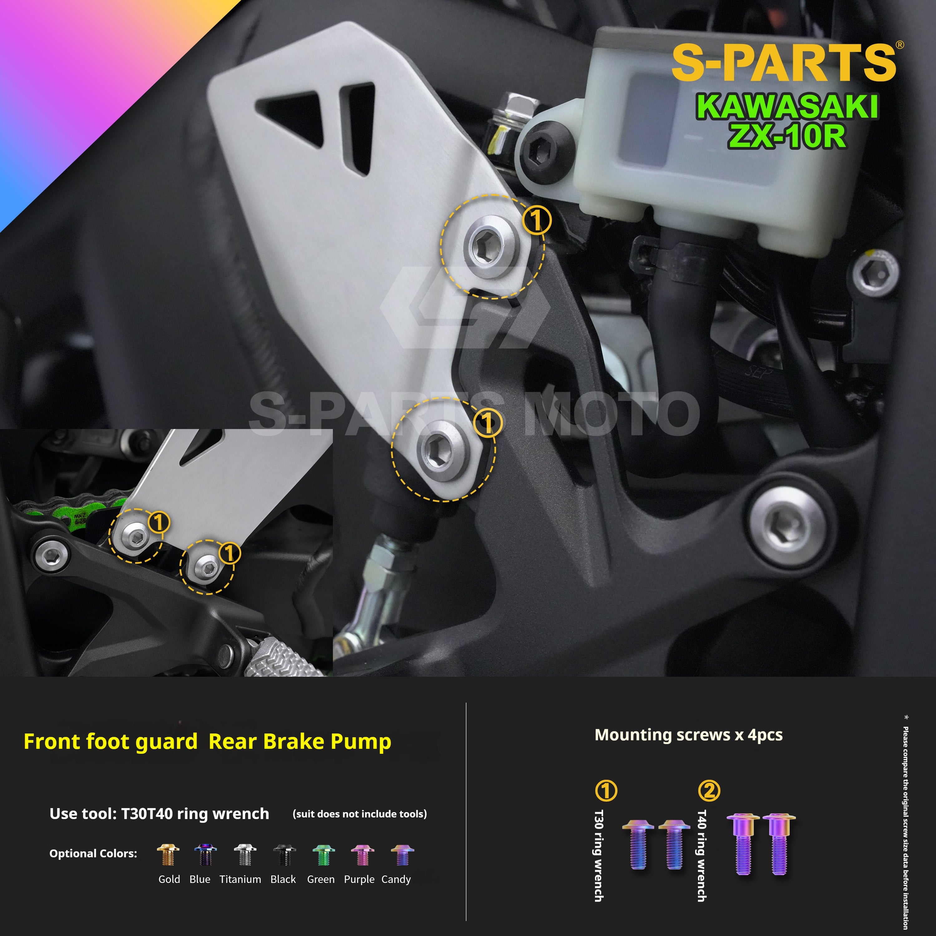 SPARTS Titanium Screw Set for Kawasaki ZX-10R 2023 – Custom Candy Color & CNC Titanium Upgrade Kit