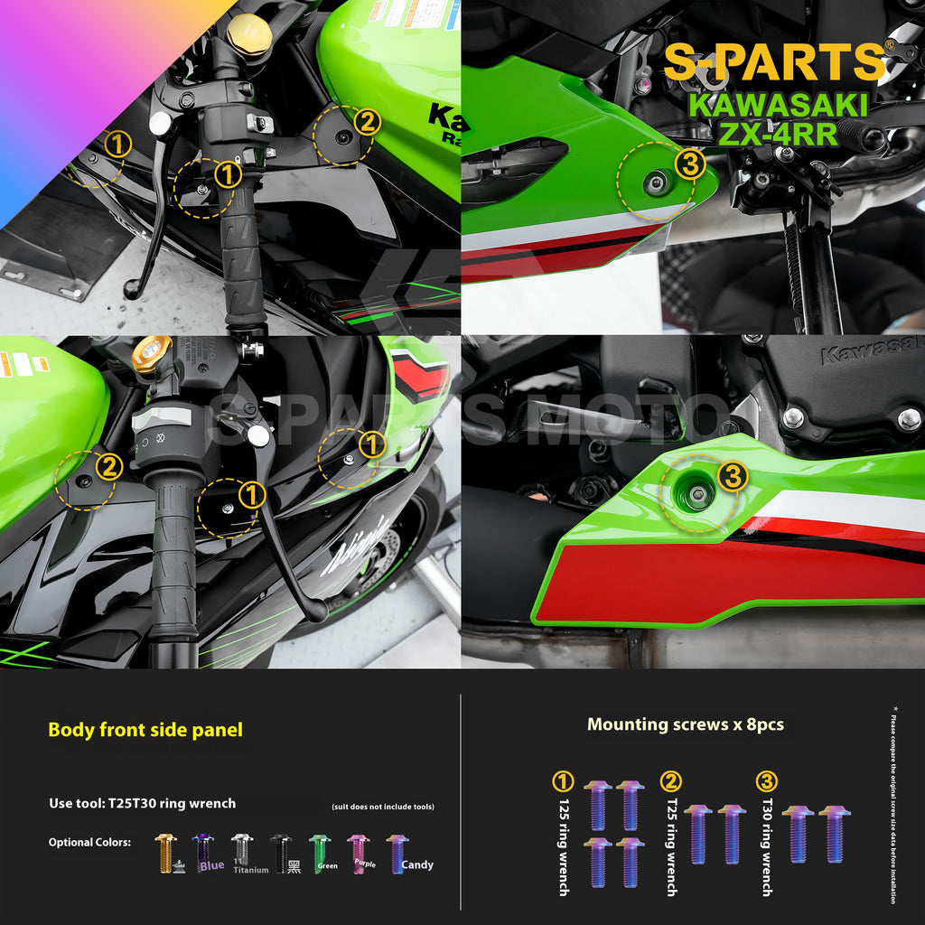 SPARTS TC4 Titanium Bolt Kit for Kawasaki ZX-4RR | Motorcycle Titanium Bolt Upgrade