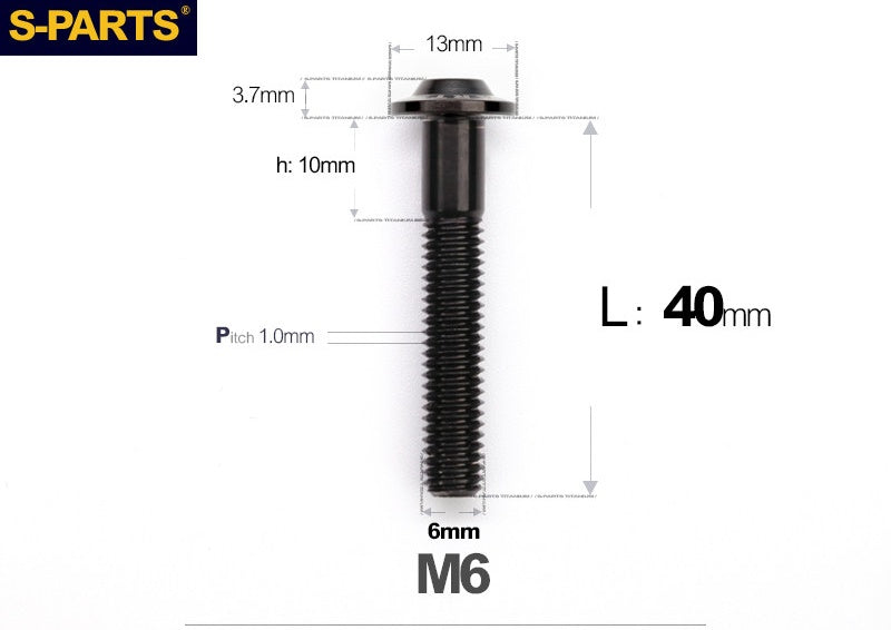 SPARTS A3 Button Head M6 D13 Titanium Bolt for Motorcycle & Bicycle Modification