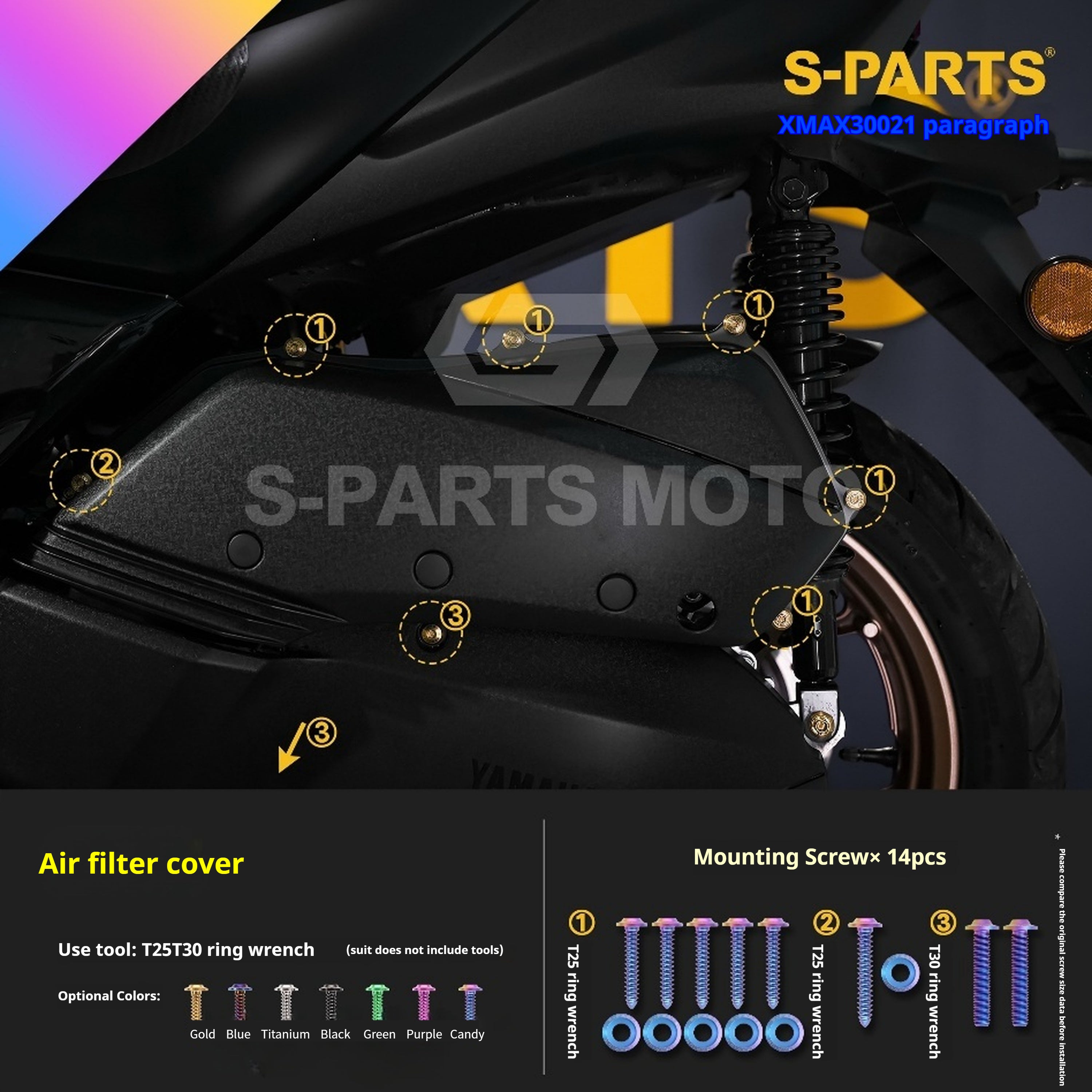SPARTS Titanium Screw Set for Yamaha XMAX 300 2021 – Custom Candy Color & CNC Titanium Upgrade Kit