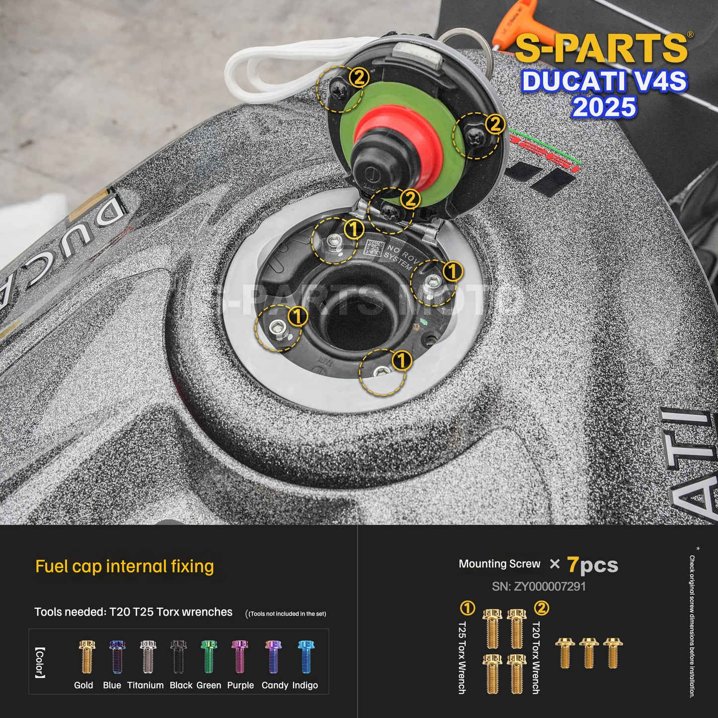 S-PARTS Titanium  Fastener Kit  Bodywork/Subframe and Exhaust for Ducati Panigale V4 S 2025