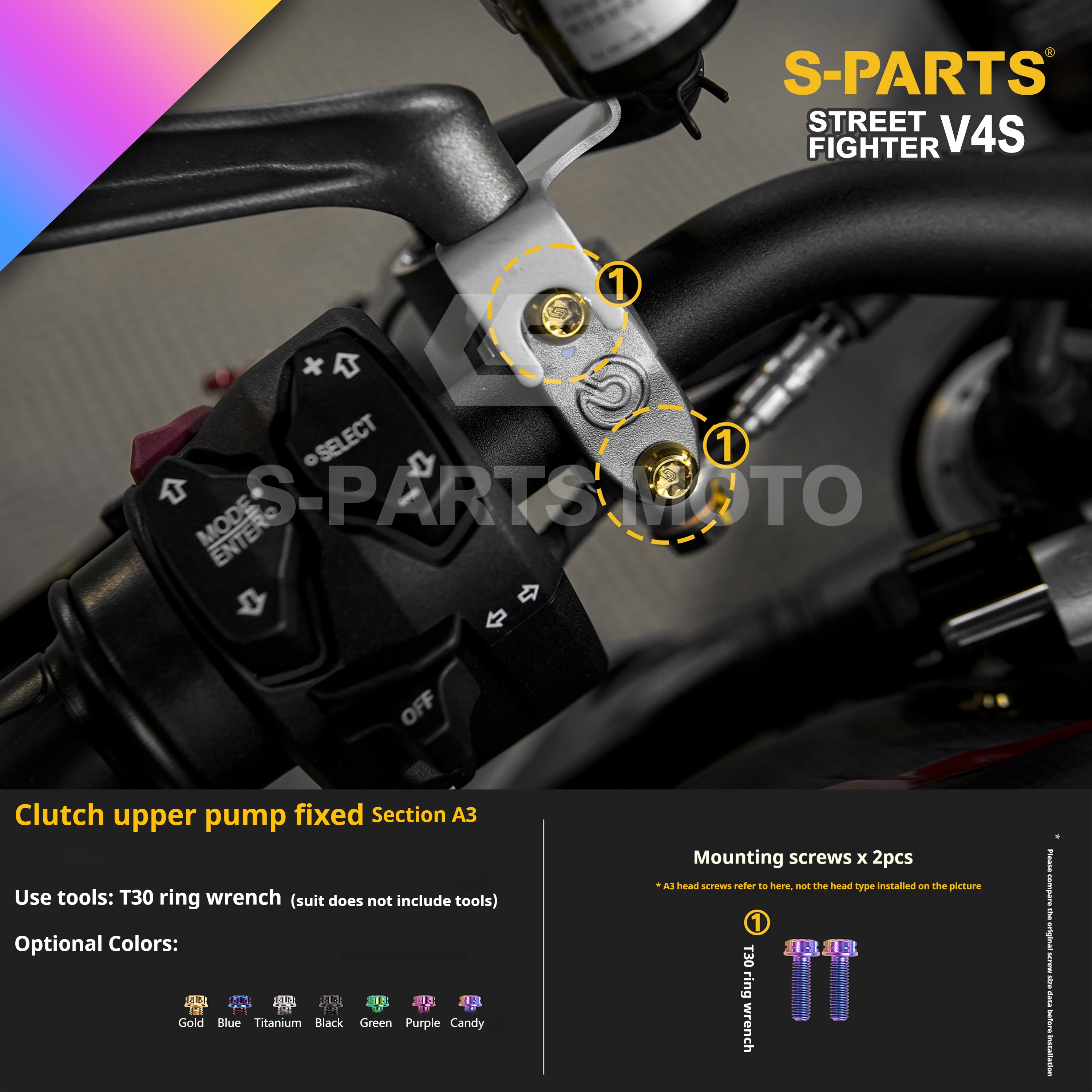 SPARTS Titanium Bolt Kit for Ducati Streetfighter V4S – Candy Color Upgrade