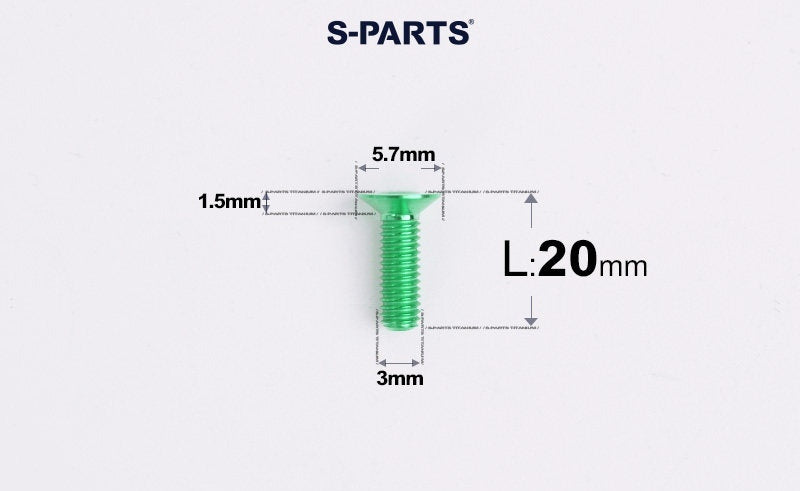 SPARTS Series M3 L6-30 Countersunk Titanium Bolt