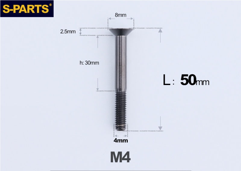 SPARTS M4x10-50mm Countersunk Titanium Alloy Bolt – Flat Head Fastening Screw for Motorcycle & Bicycle