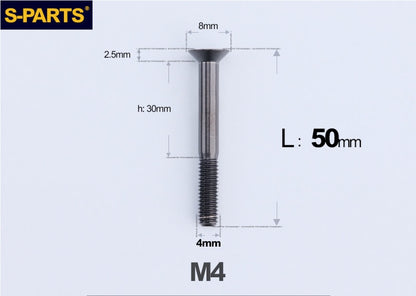 SPARTS M4x10-50mm Countersunk Titanium Alloy Bolt – Flat Head Fastening Screw for Motorcycle & Bicycle