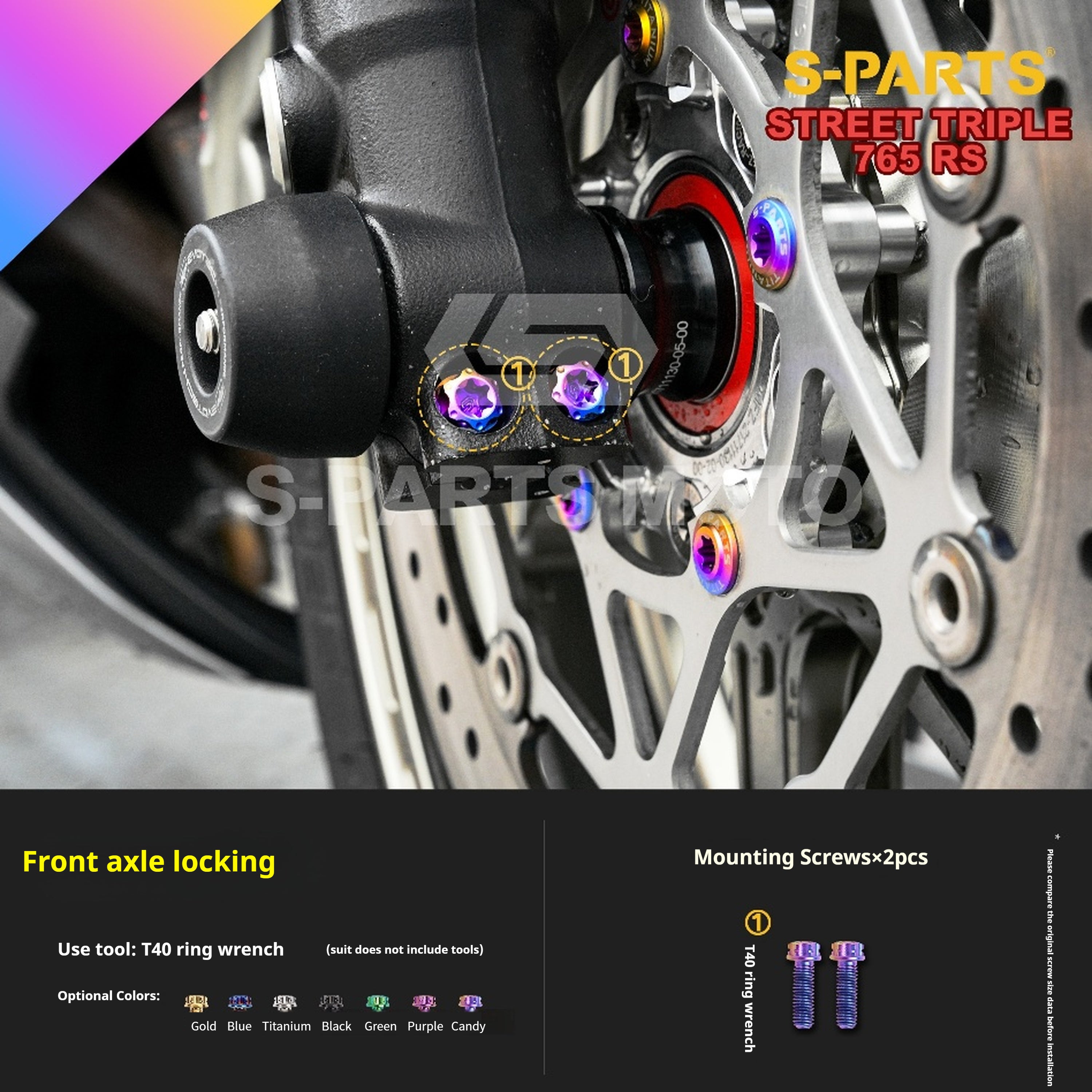 SPARTS Titanium Screw Set for Triumph Street Triple RS – Custom Candy Color & CNC Titanium Upgrade Kit