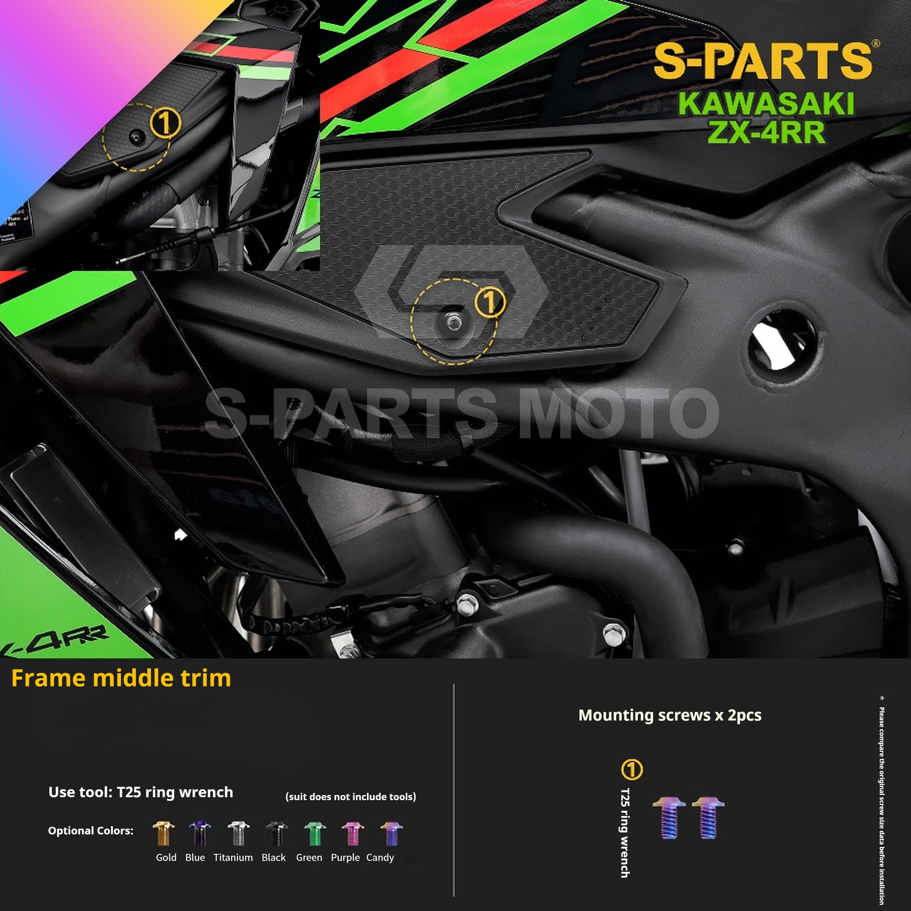 SPARTS Titanium Bolt Kit for Kawasaki ZX-4RR 2023 – Custom Candy Color & CNC Titanium Upgrade Kit- 1/2