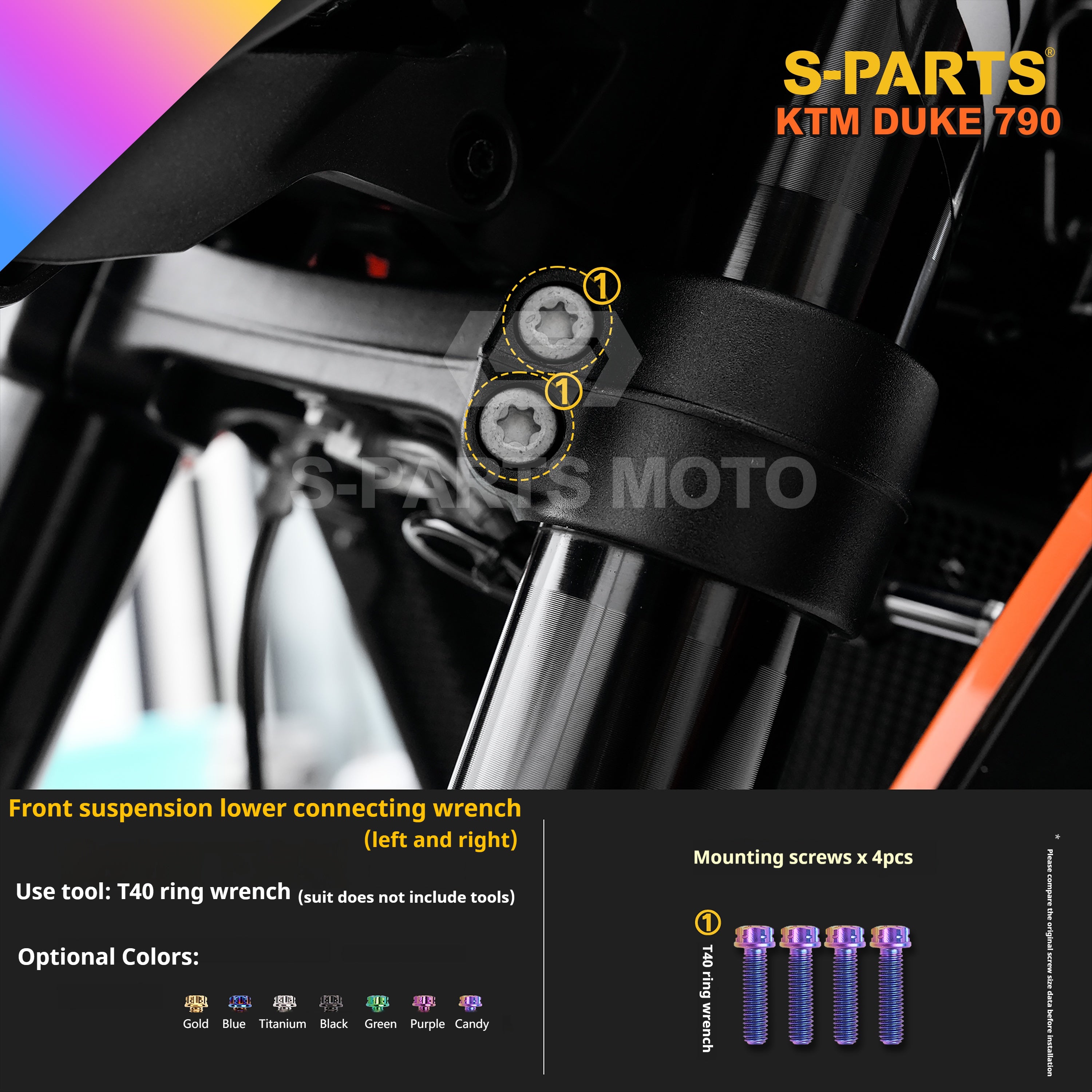 SPARTS TC4 Titanium Bolt Kit Compatible with KTM DUKE 790 – Full Motorcycle Fastener Upgrade