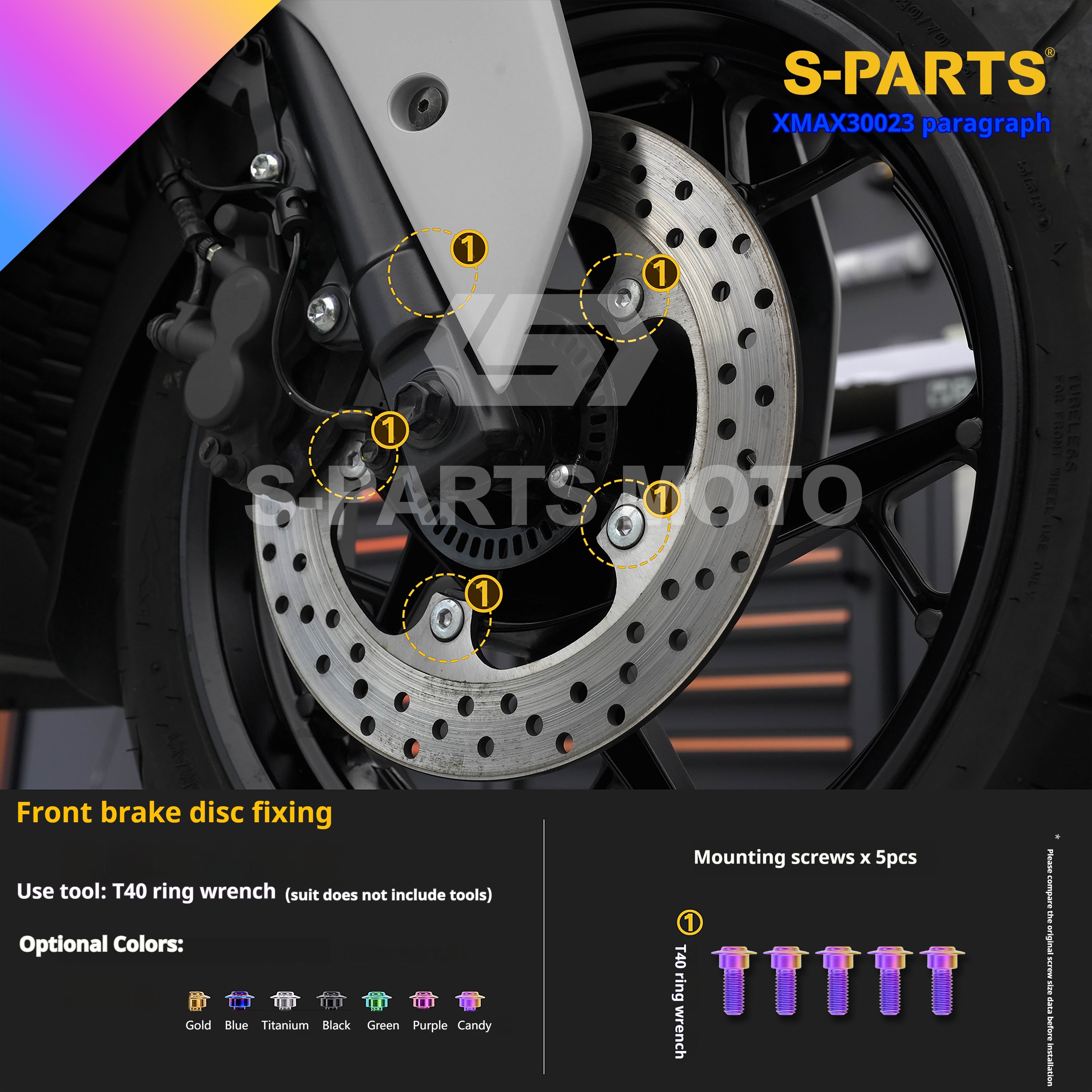 SPARTS Titanium Bolt Set for 2023 XMAX300 – Yamaha Motorcycle Custom Upgrade– Custom Candy Color - 1/2