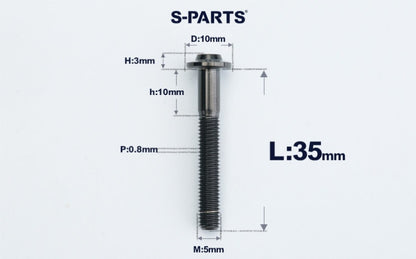 SPARTS A3 Countersunk Head M5 D10 Titanium Bolt TC4 Motorcycle & E-Bike Custom Fastener