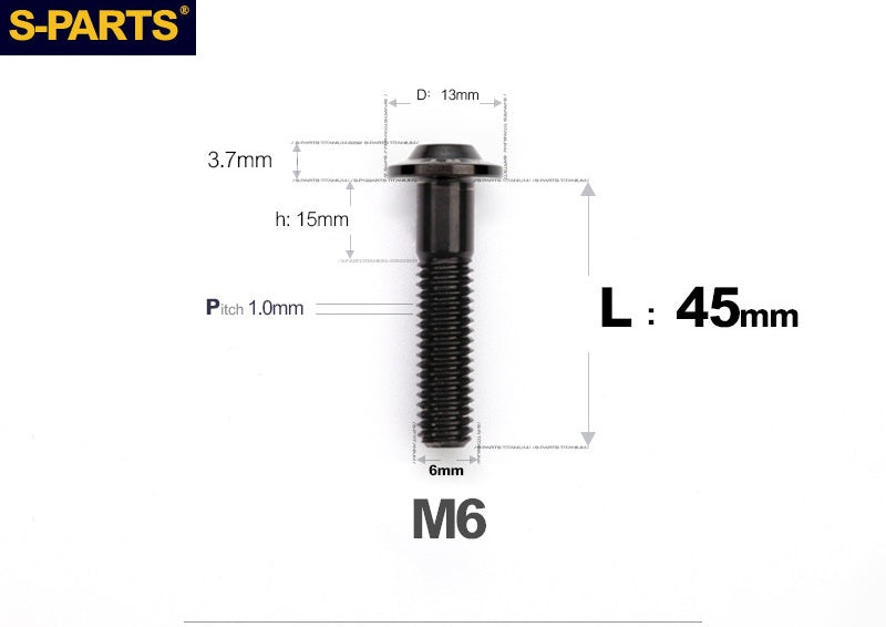 SPARTS A3 Button Head M6 D13 Titanium Bolt for Motorcycle & Bicycle Modification