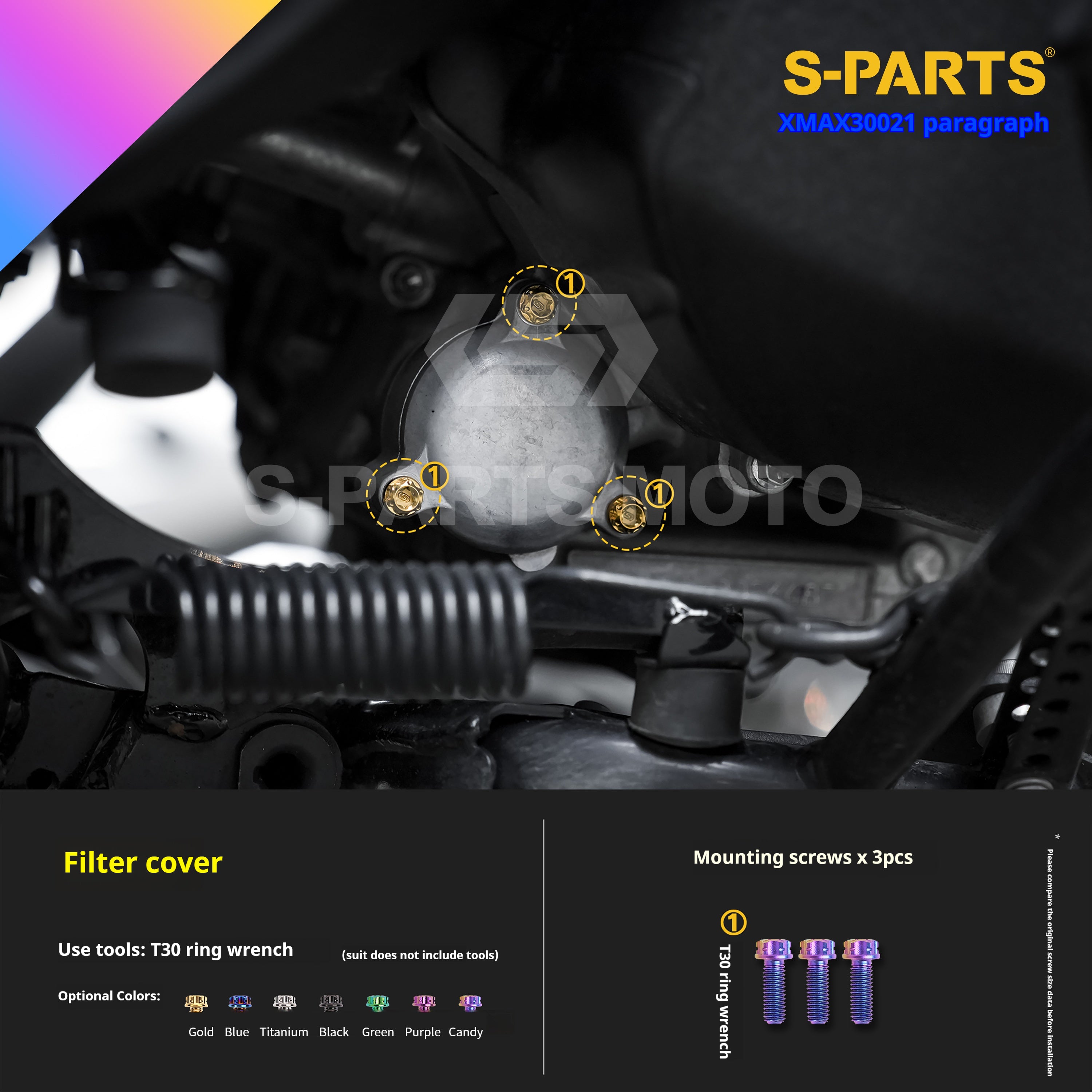 SPARTS Titanium Screw Set for Yamaha XMAX 300 2021 – Custom Candy Color & CNC Titanium Upgrade Kit