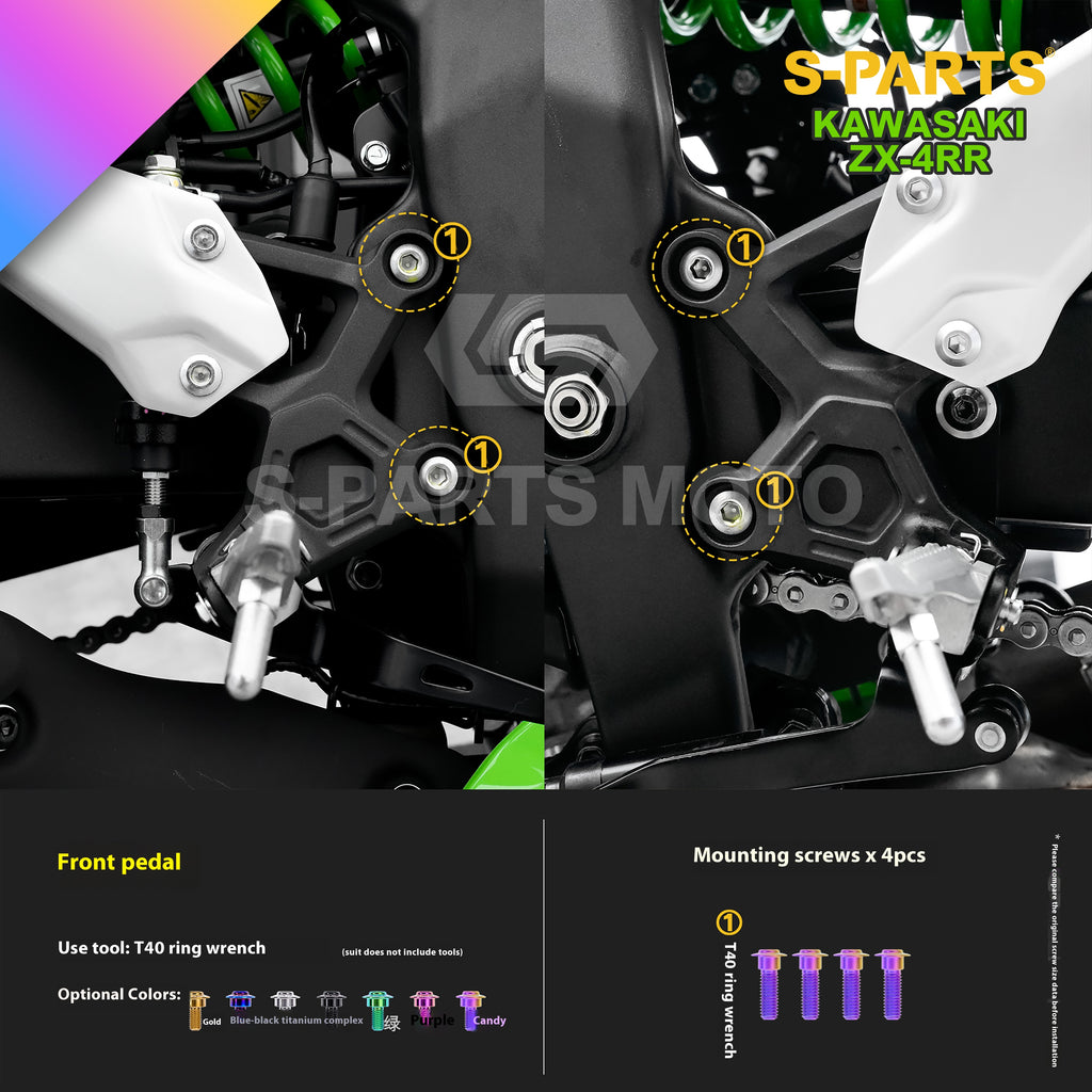 SPARTS Titanium Bolt Kit for Kawasaki ZX-4RR 2023 – Custom Candy Color & CNC Titanium Upgrade Kit- 1/2