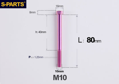 SPARTS M10 P1.25 A3 Series Standard Head Titanium Bolt | 650°C Forged | S-Grade TC4 | Motorcycle / E-Bike Upgrade