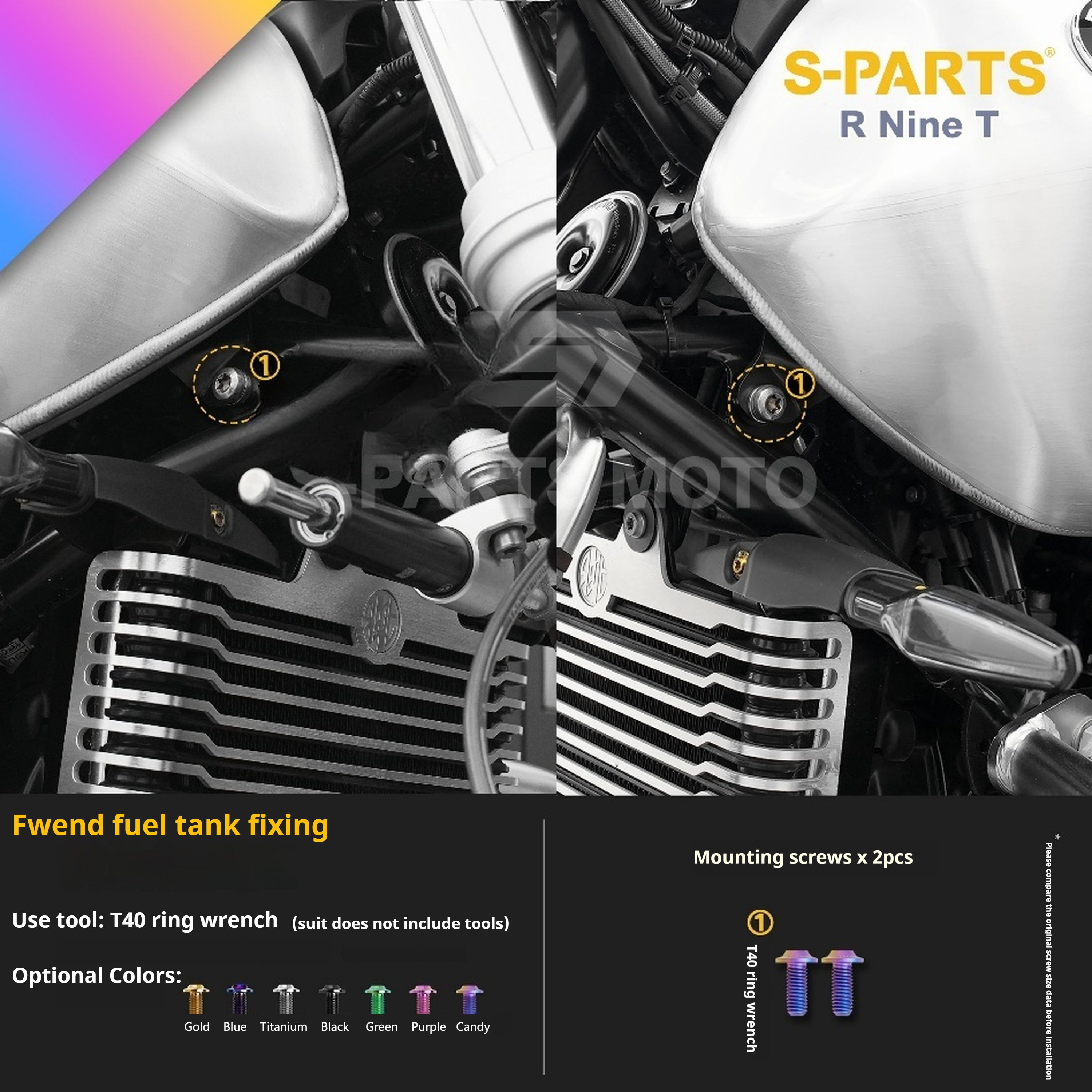 SPARTS BMW RnineT Titanium Alloy Screw Candy Color Kit for Motorcycle Modification