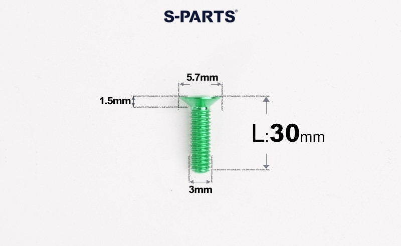 SPARTS Series M3 L6-30 Countersunk Titanium Bolt
