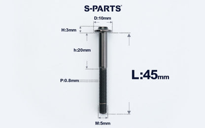 SPARTS A3 Countersunk Head M5 D10 Titanium Bolt TC4 Motorcycle & E-Bike Custom Fastener