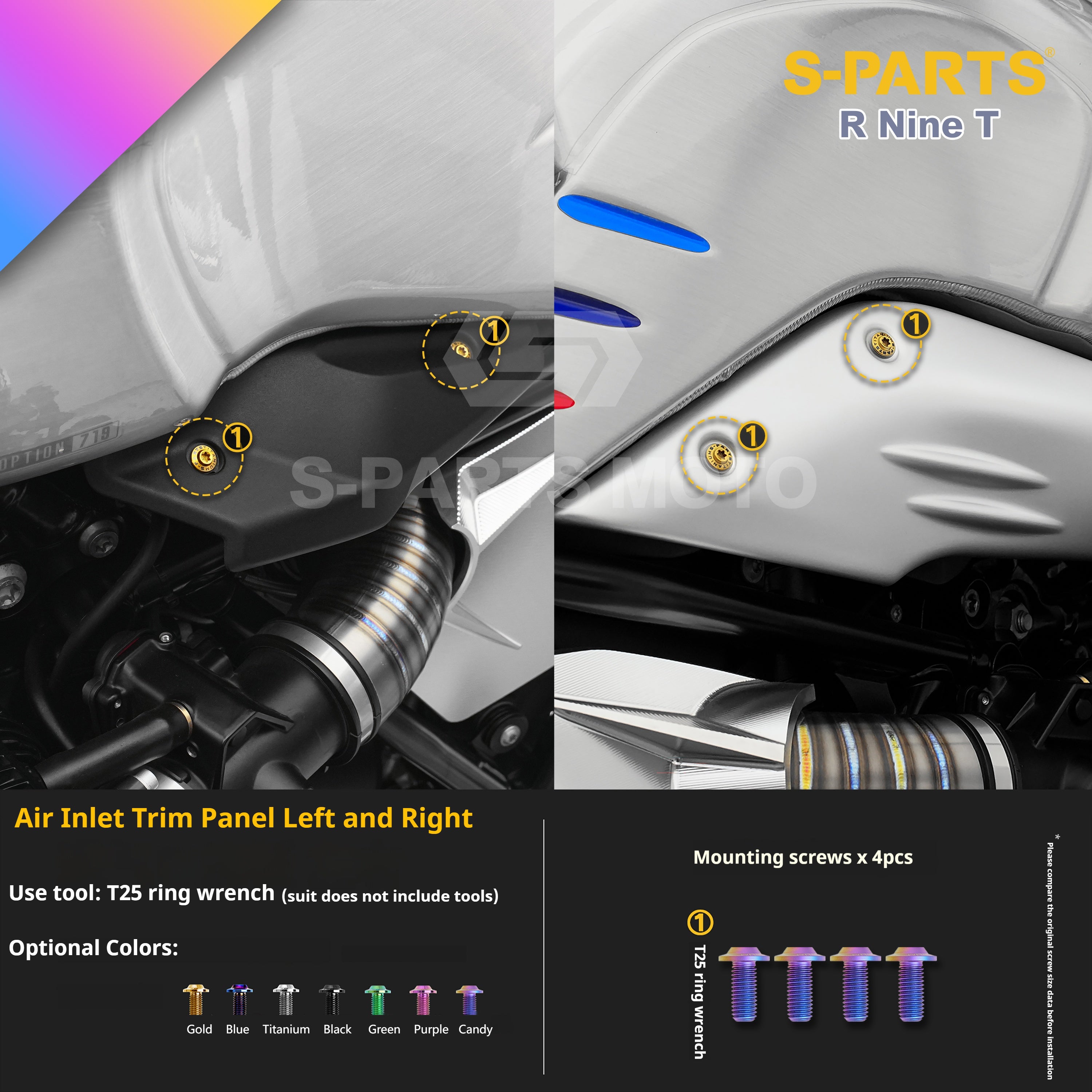 SPARTS BMW RnineT Titanium Alloy Motorcycle Bolt Upgrade Kit