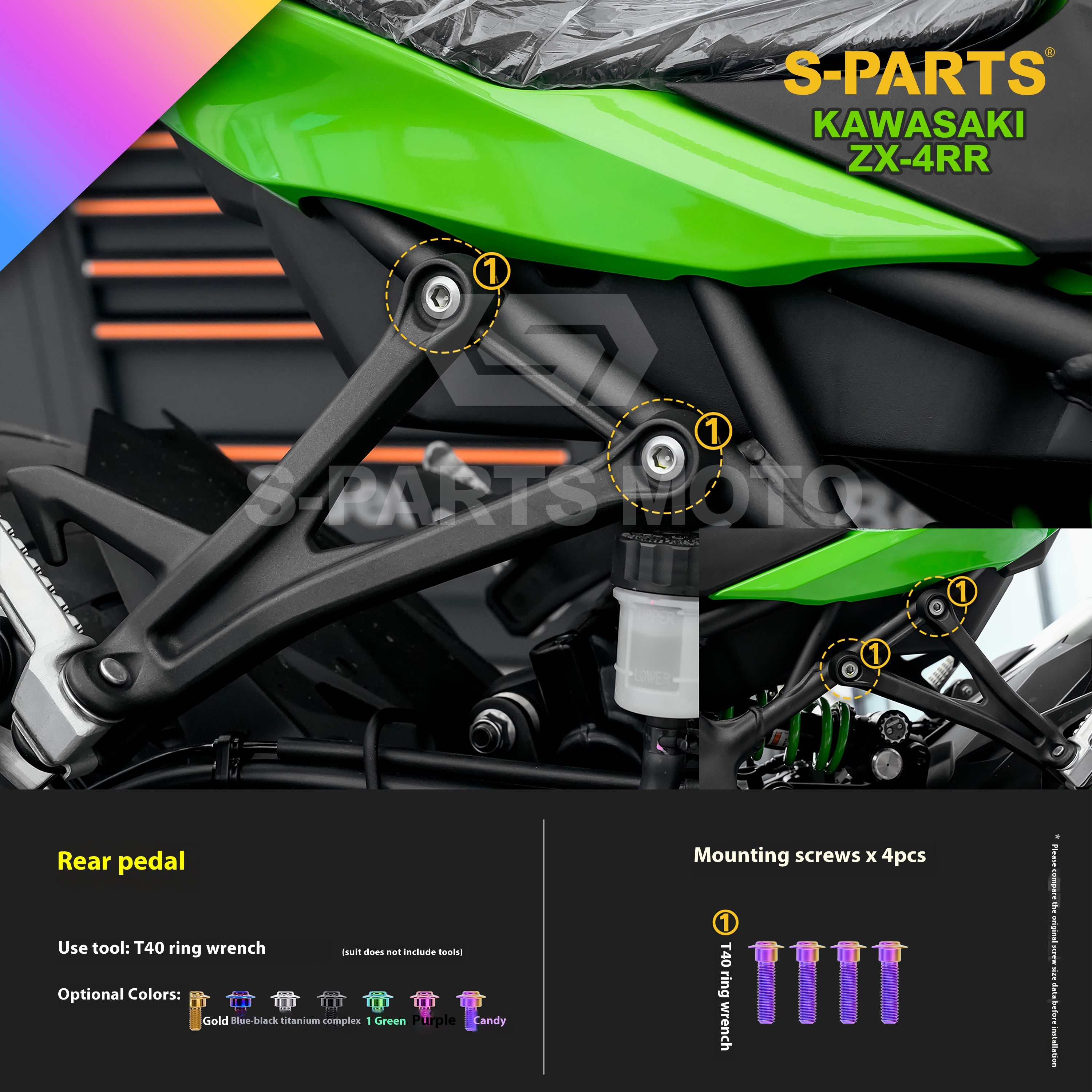 SPARTS TC4 Titanium Bolt Kit for Kawasaki ZX-4RR | Motorcycle Titanium Bolt Upgrade