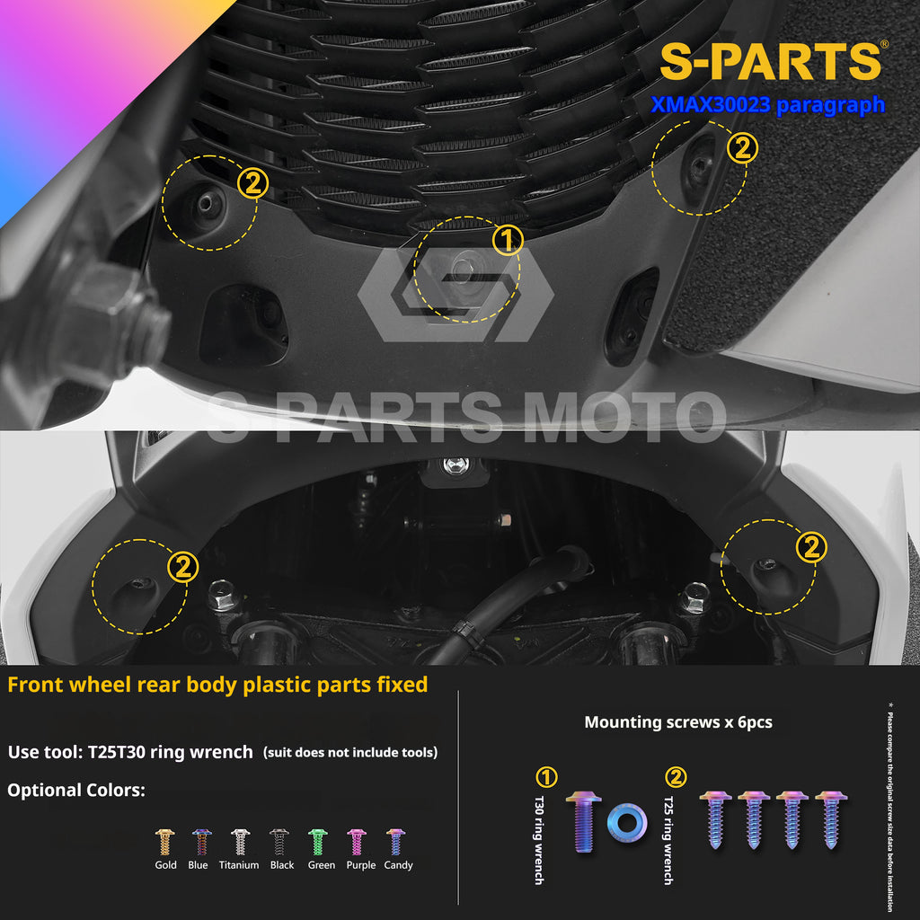SPARTS Titanium Bolt Set for 2023 XMAX300 | Yamaha Motorcycle Titanium Bolt Upgrade