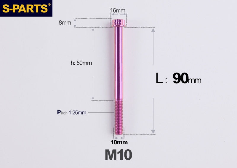 SPARTS M10 P1.25 A3 Series Standard Head Titanium Bolt | 650°C Forged | S-Grade TC4 | Motorcycle / E-Bike Upgrade