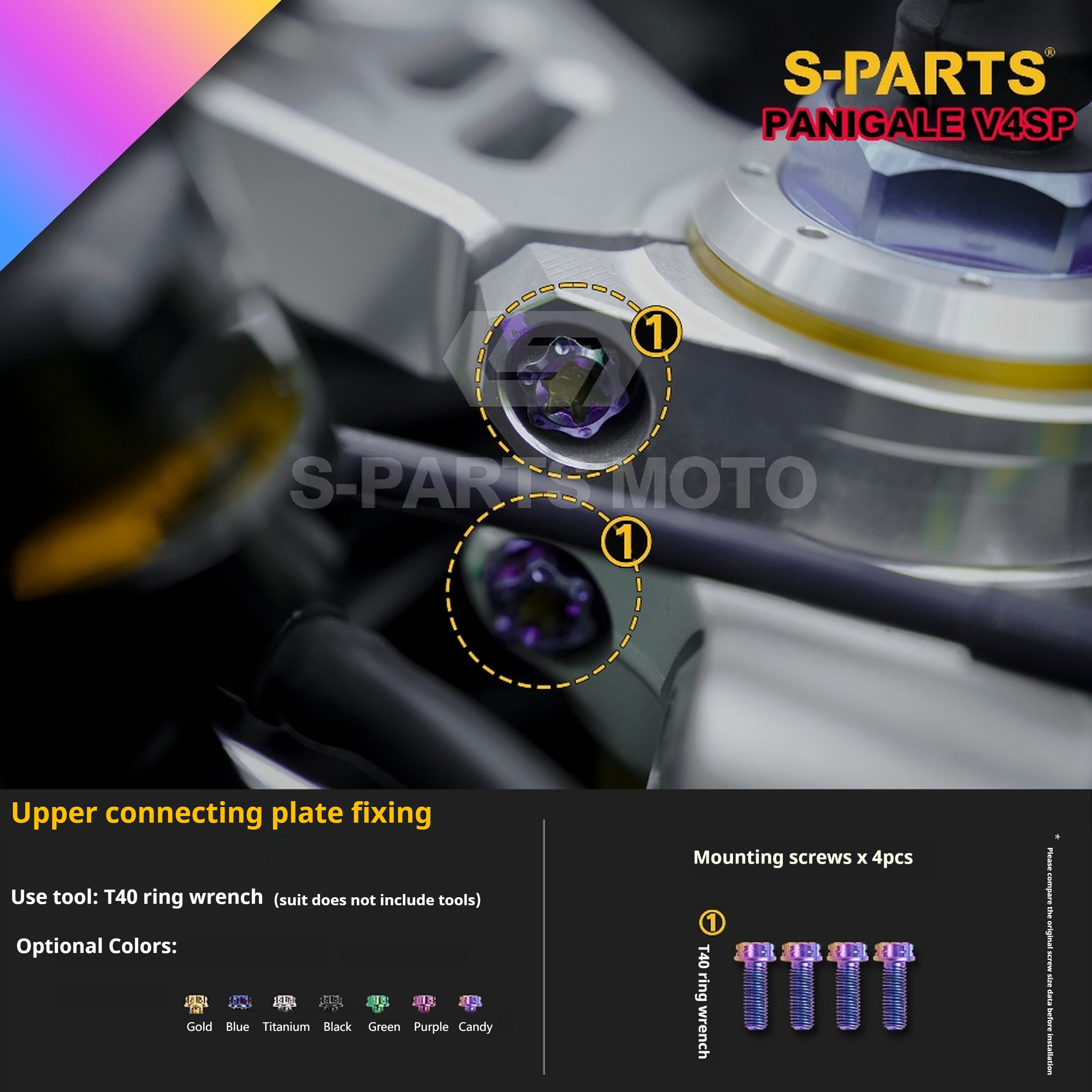 SPARTS Ducati Panigale V4SP Motorcycle TC4 Titanium Alloy Bolt Kit – Candy Color Edition