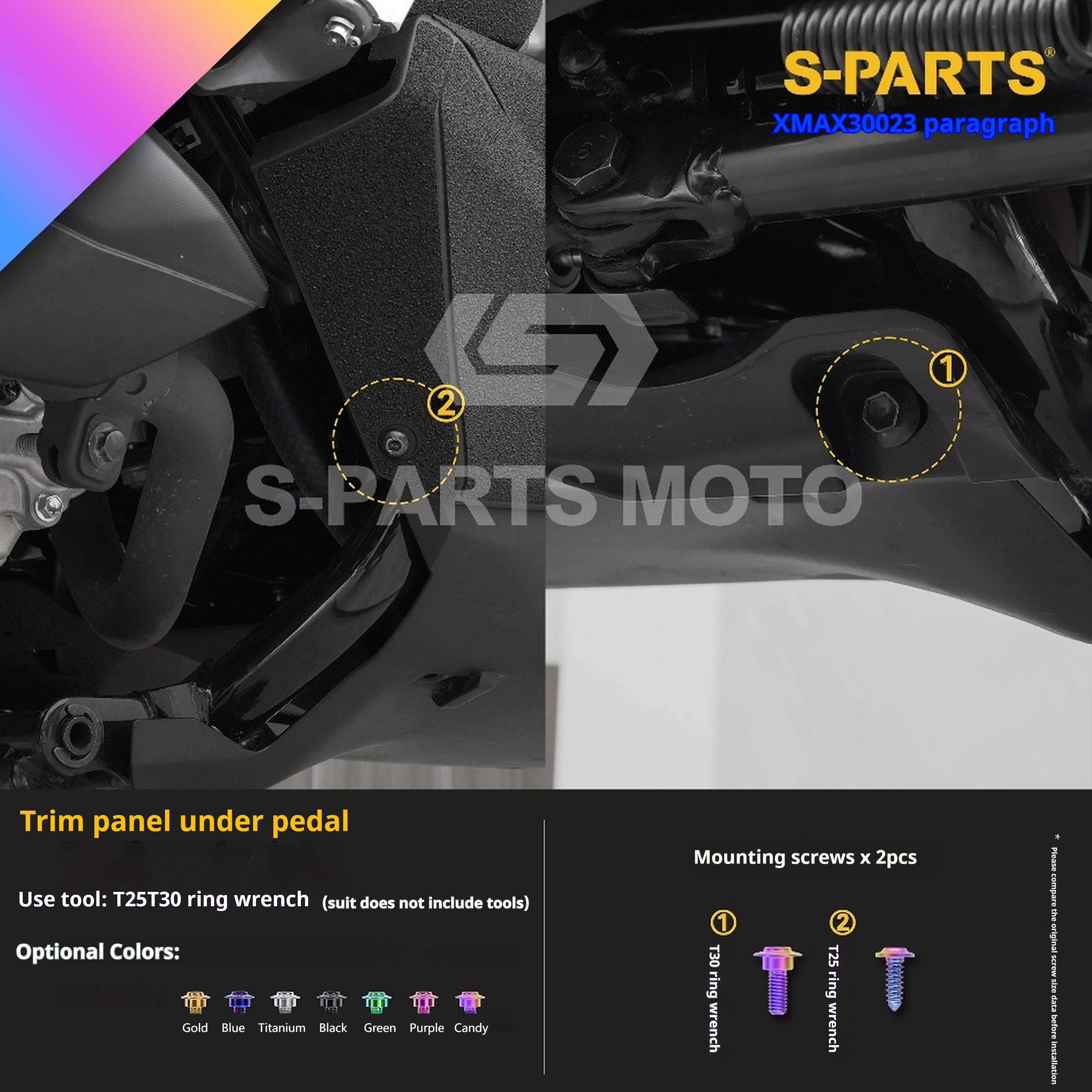 SPARTS Titanium Bolt Set for 2023 XMAX300 – Yamaha Motorcycle Custom Upgrade– Custom Candy Color - 1/2