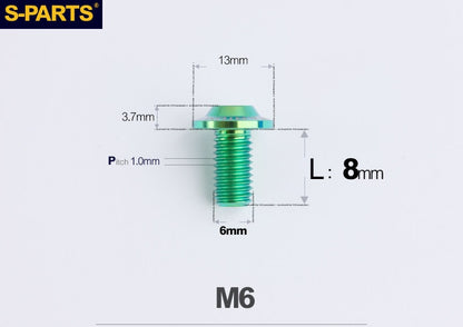 SPARTS A3 Button Head M6 D13 Titanium Bolt for Motorcycle & Bicycle Modification