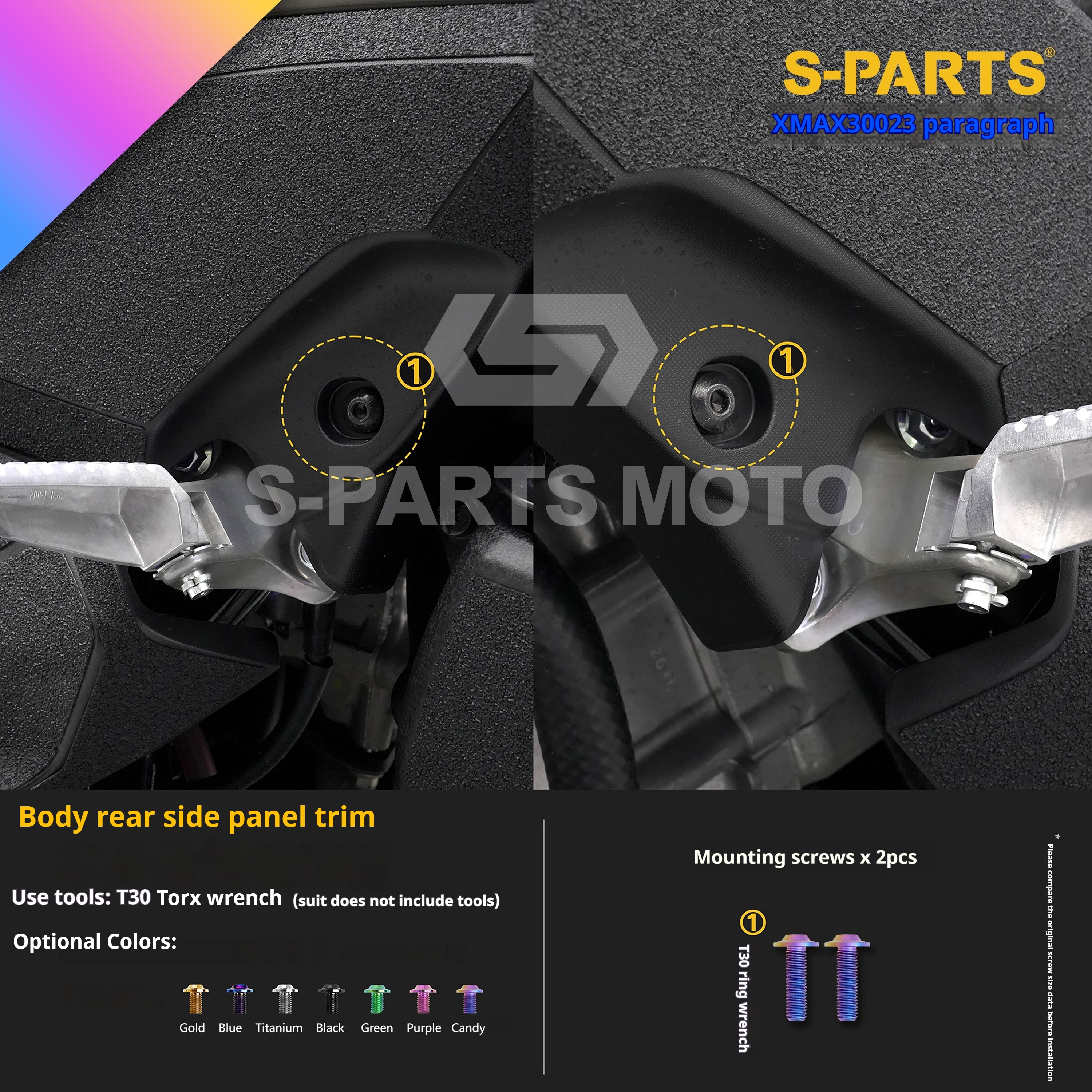 SPARTS Titanium Bolt Set for 2023 XMAX300 – Yamaha Motorcycle Custom Upgrade– Custom Candy Color - 1/2